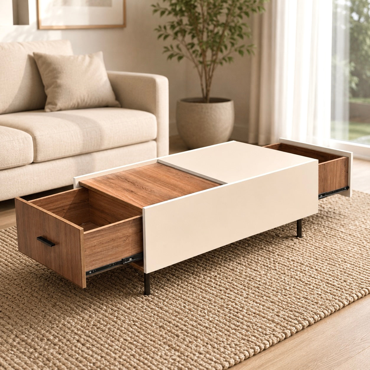 Tv Units – Solid Wood Off White And Dark Cream