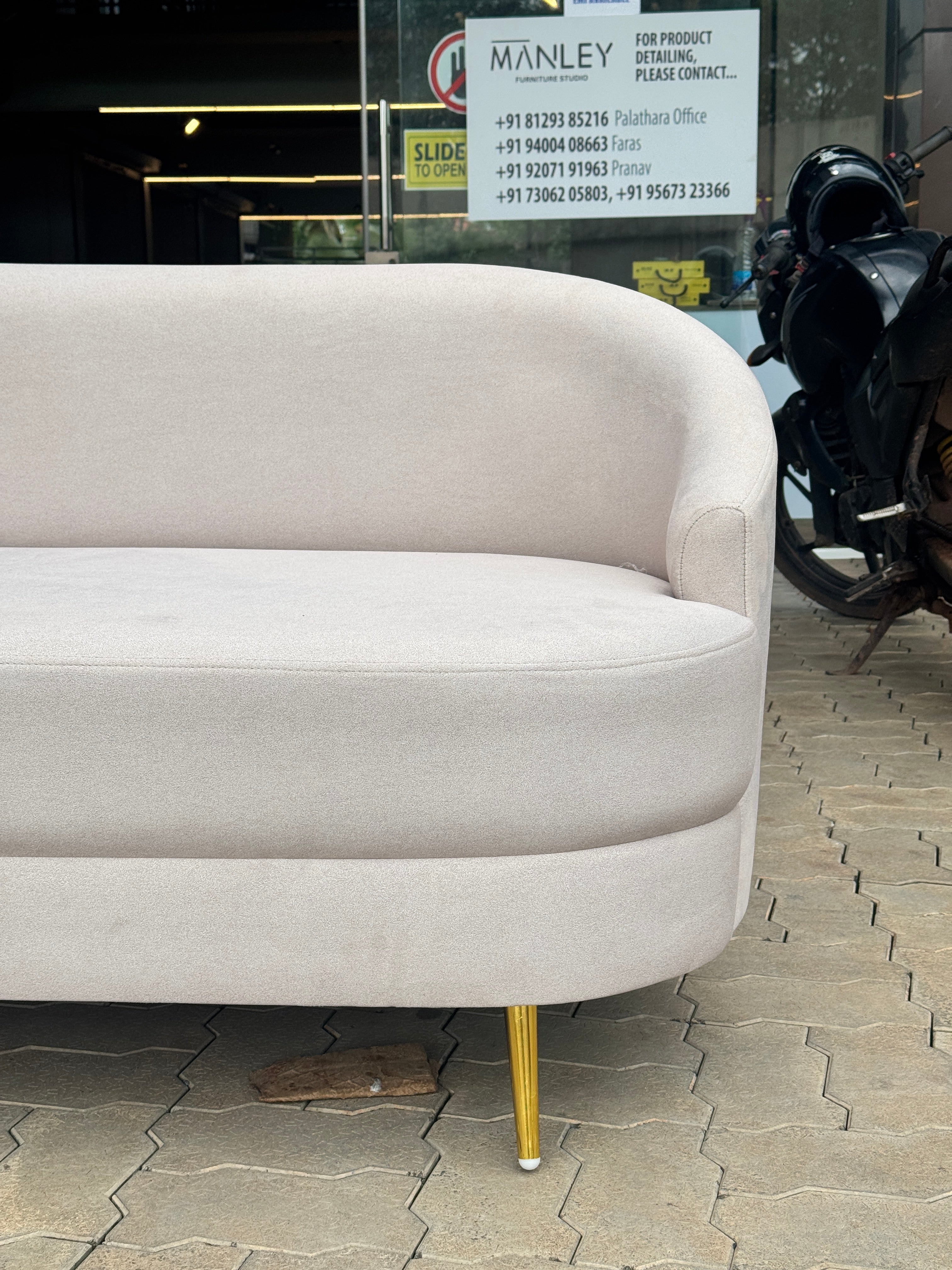 AYION PREMIUM ARM CHAIR SET 3+1+1- SUEDE FABRIC -IVORY COLOUR