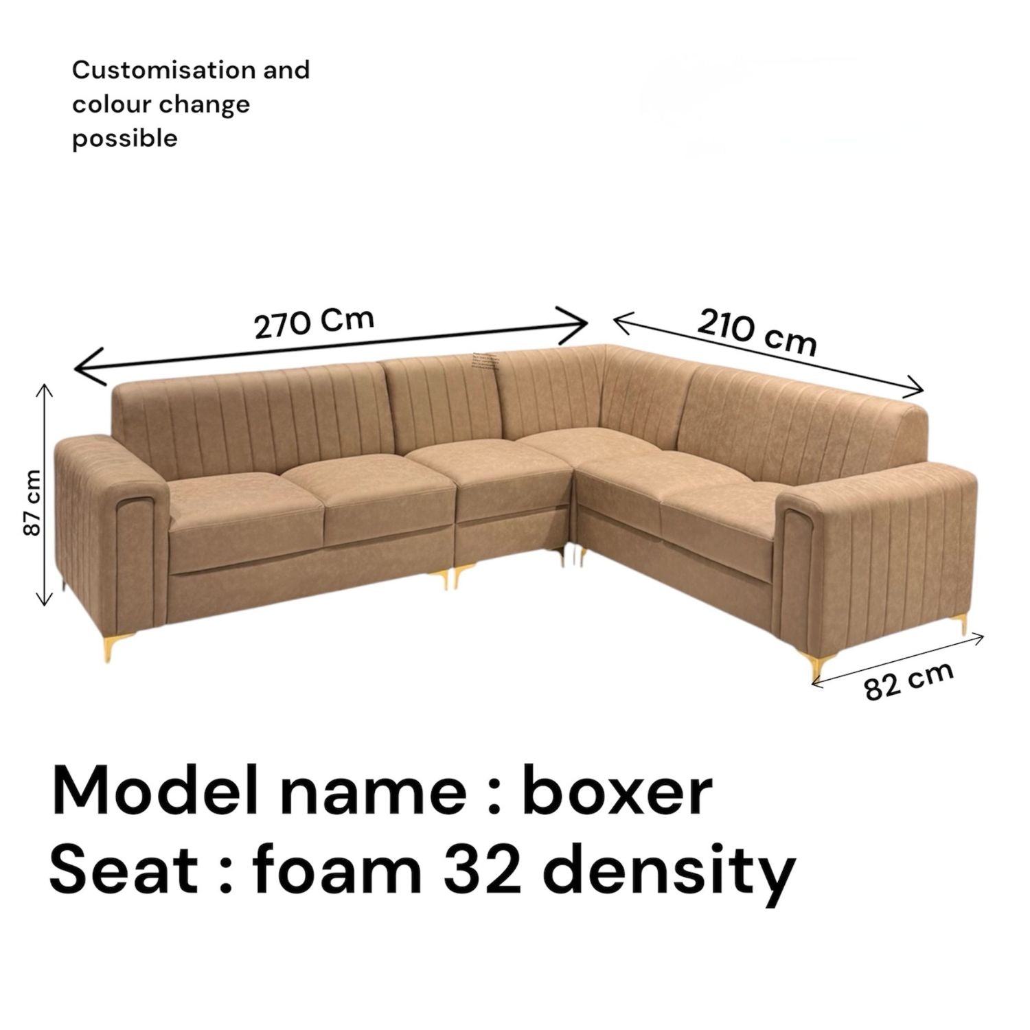 Boxer 3+2 Corner Sofa– Fabric Beige