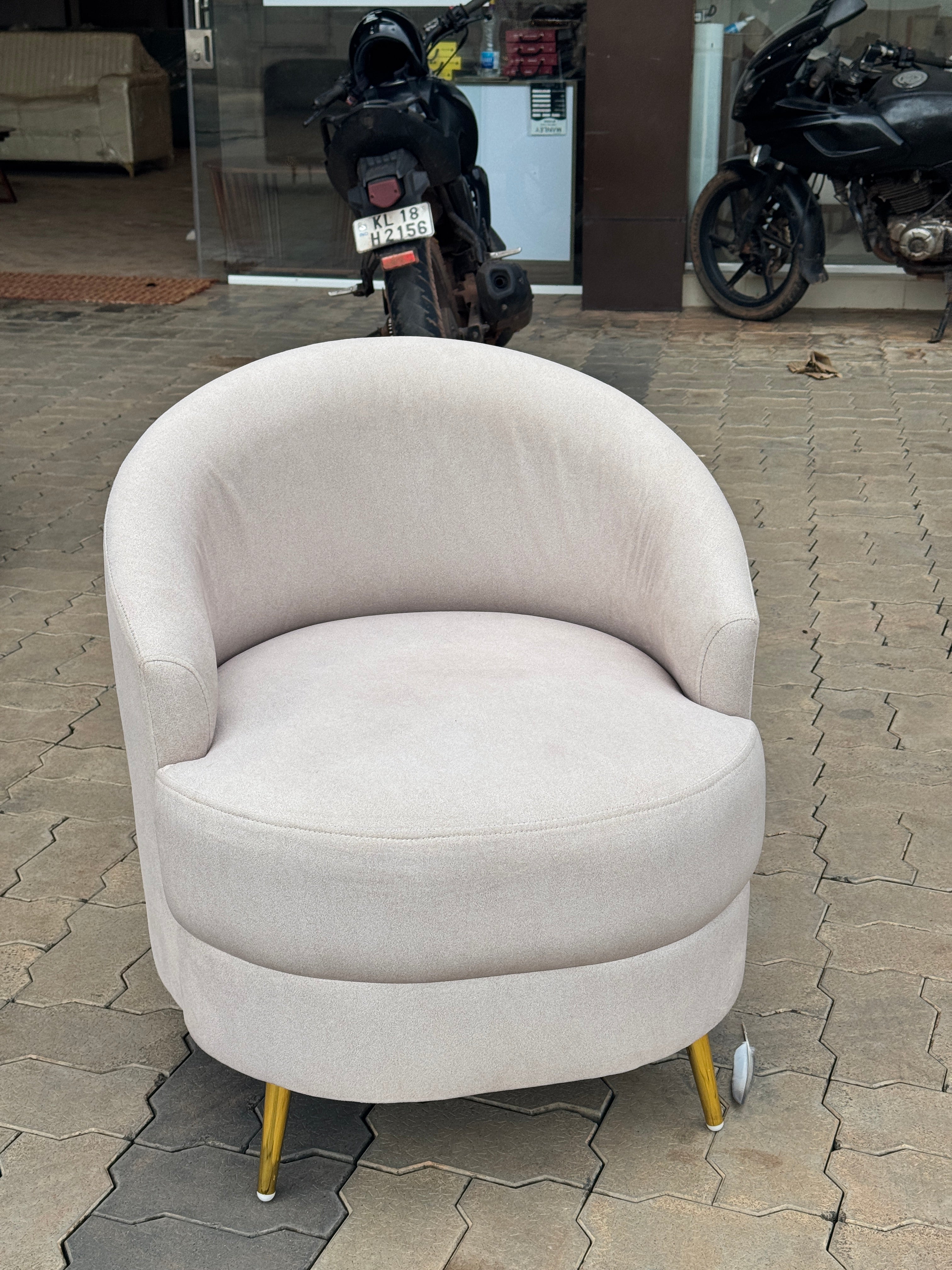 AYION PREMIUM ARM CHAIR SET 3+1+1- SUEDE FABRIC -IVORY COLOUR