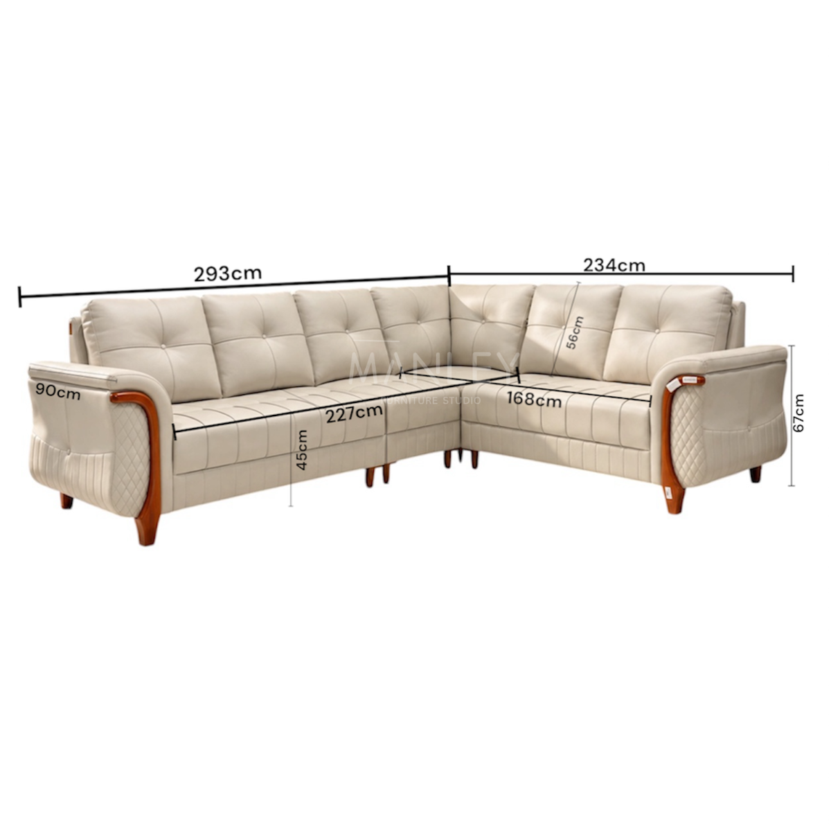 OXFORD CORNER SOFA SET | TREATED MAHOGANY WOOD & SUEDE FABRIC