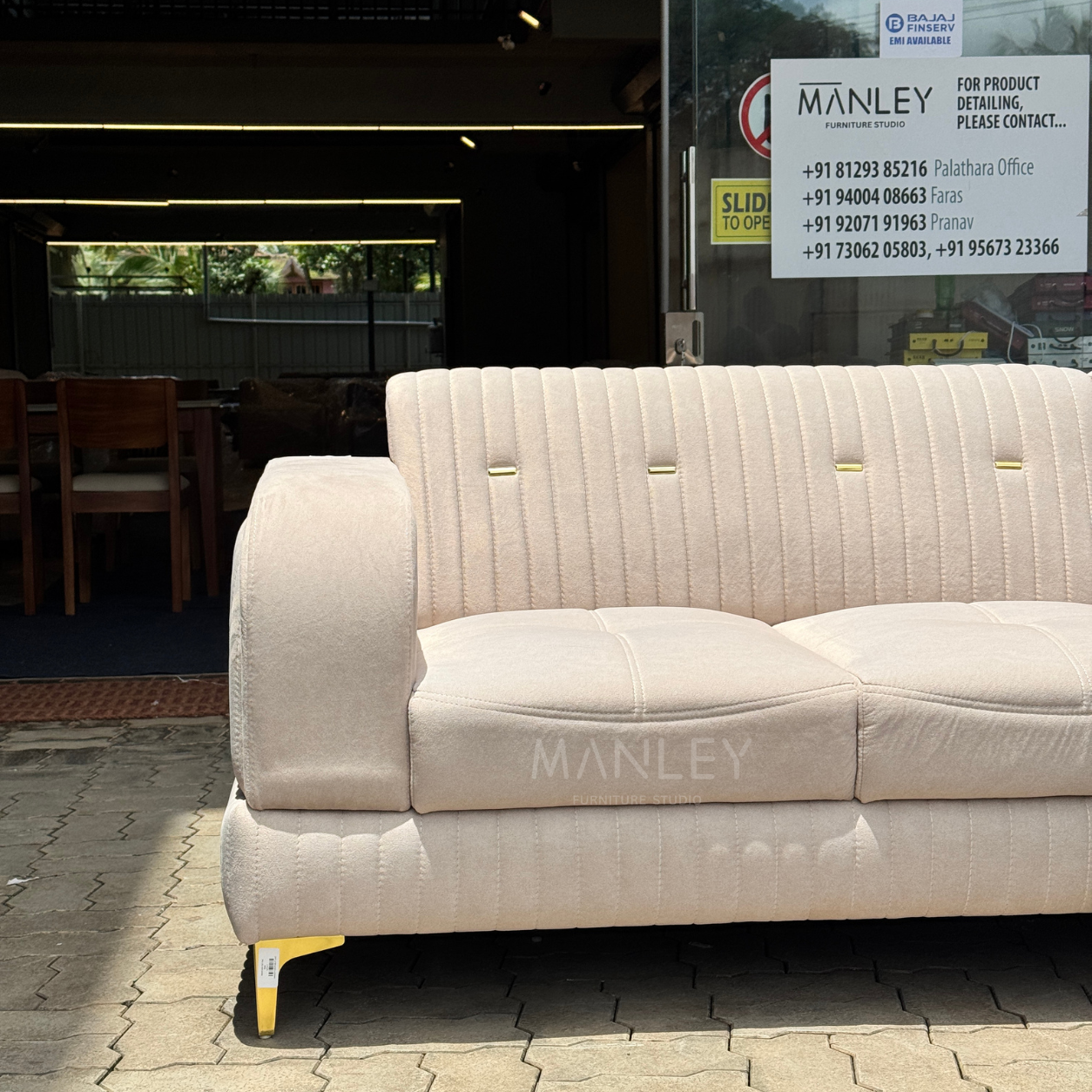 COZY CORNER SOFA SET | SUEDE FABRIC & METAL LEGS | BEIGE COLOUR