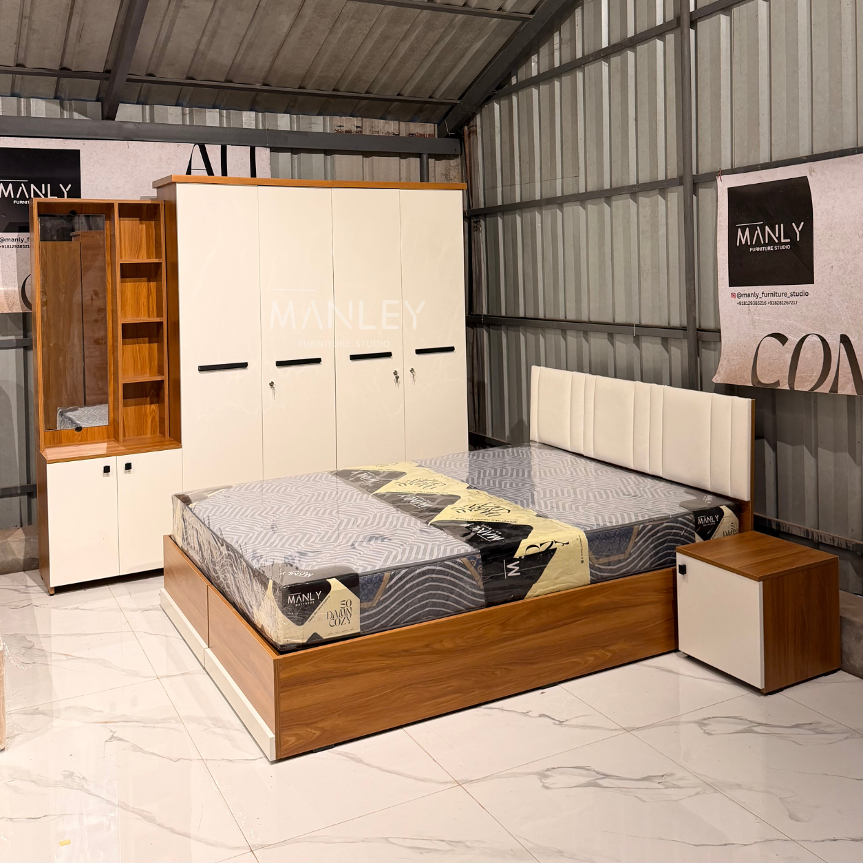 VERTEX 4-DOOR QUEEN SIZE BEDROOM SET | PARTICLE BOARD