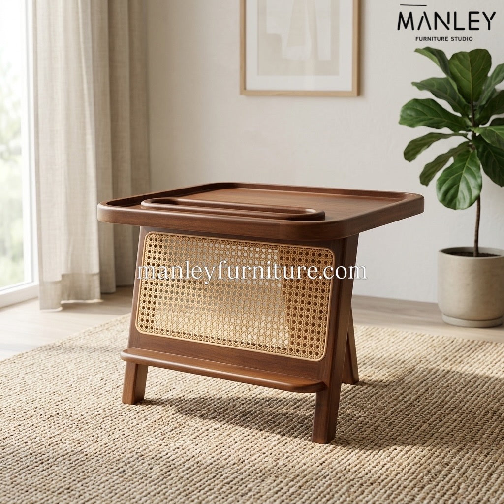 Venora Cane Cofee Table – Solid Wood Brown