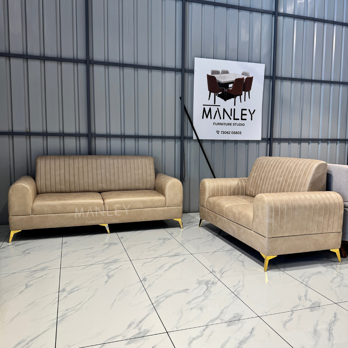 BOXER TWO 3+2 SOFA SET | SUEDE & REXINE MIX FABRIC
