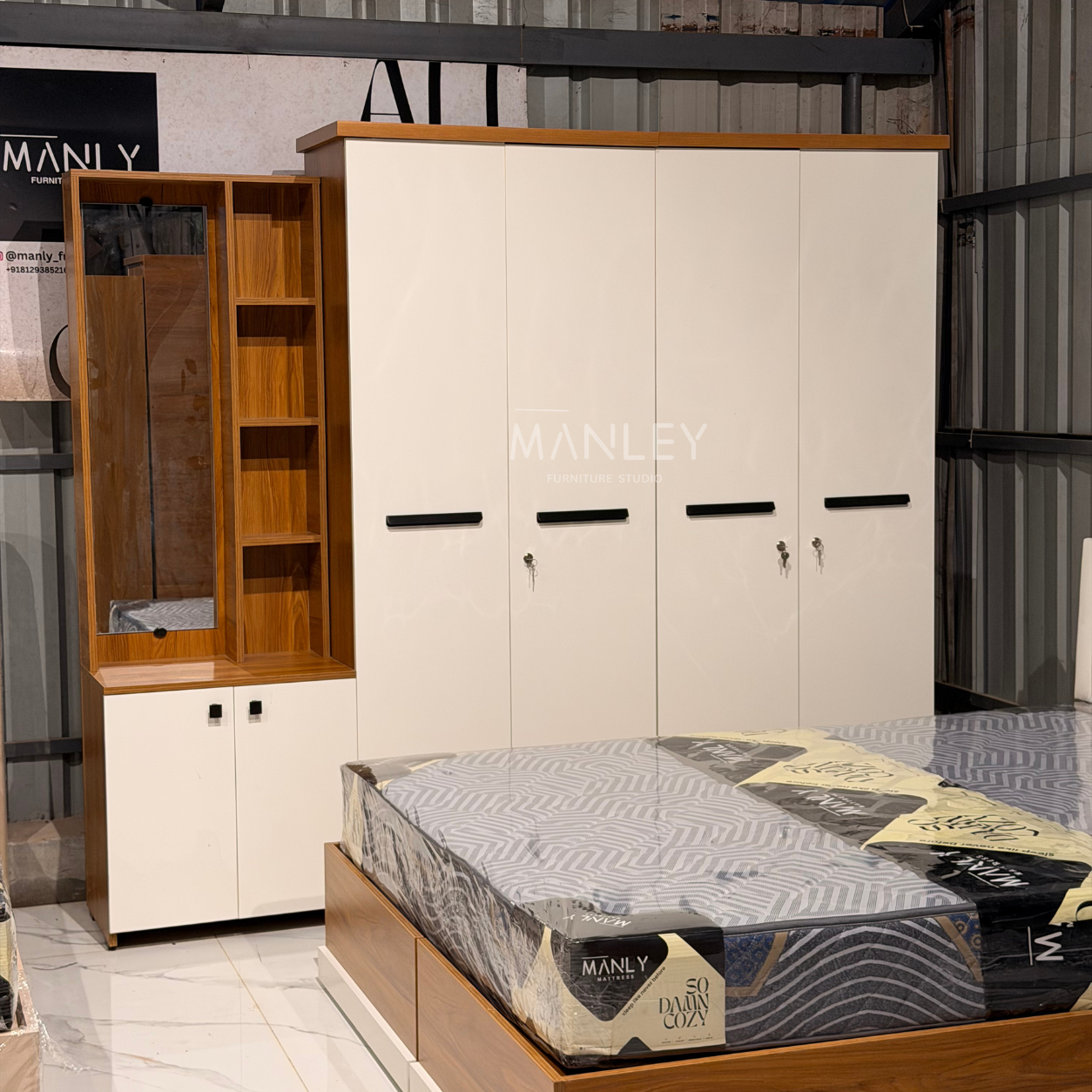 VERTEX 4-DOOR QUEEN SIZE BEDROOM SET | PARTICLE BOARD