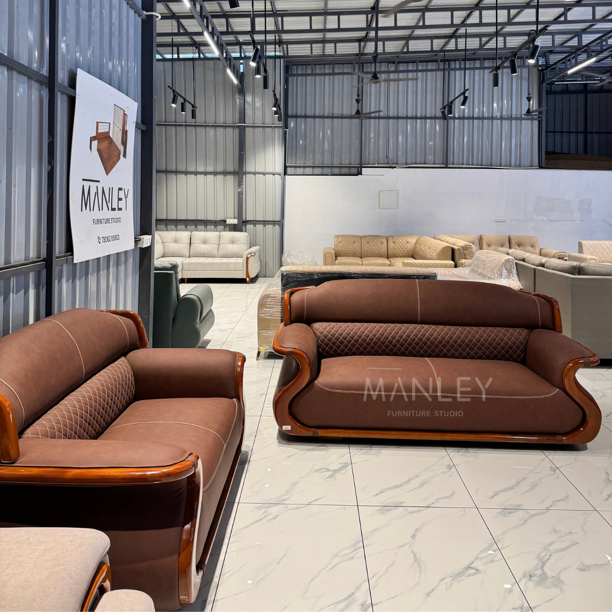 LUXE ONE 3+2 SOFA SET | TREATED MAHOGANY WOOD & ART LEATHER