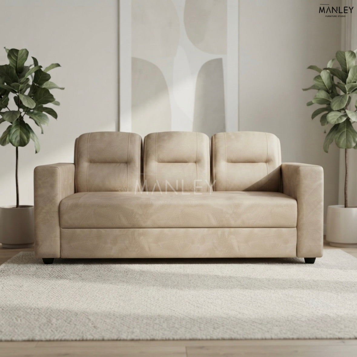 ARVO SINGLE SOFA | ACACIA WOOD & SUEDE FABRIC UPHOLSTERY