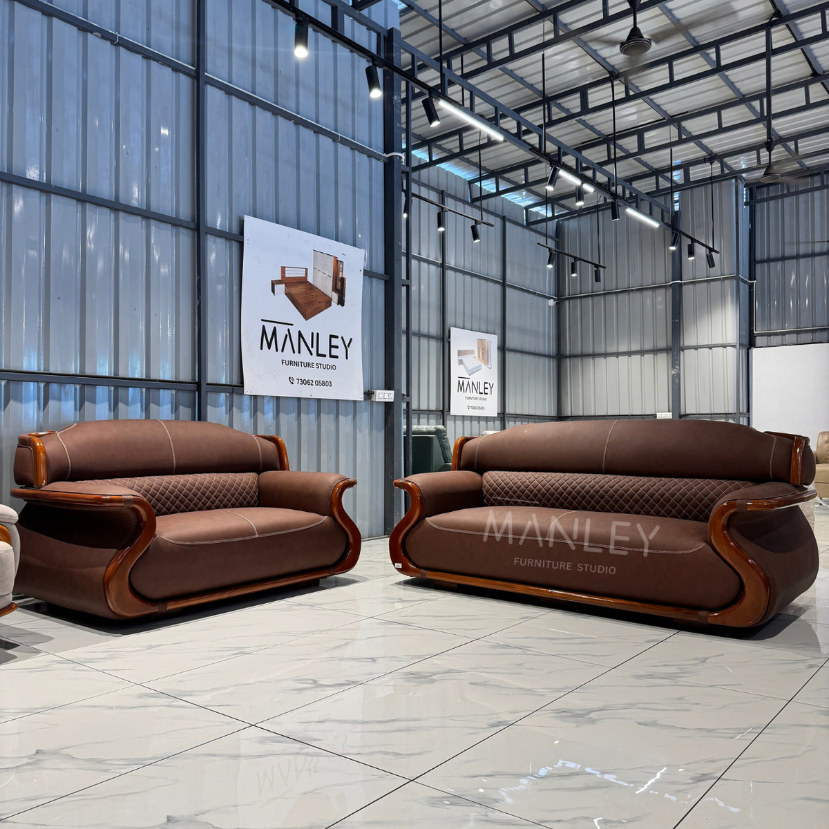 LUXE ONE 3+2 SOFA SET | TREATED MAHOGANY WOOD & ART LEATHER