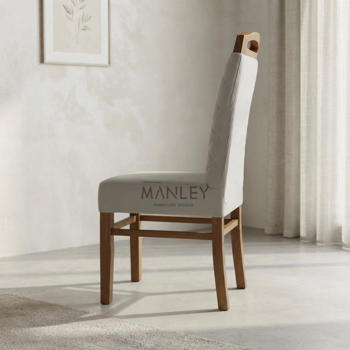 LAYSH DINING CHAIR | ACACIA WOOD & REXIN UPHOLSTERY | BEIGE