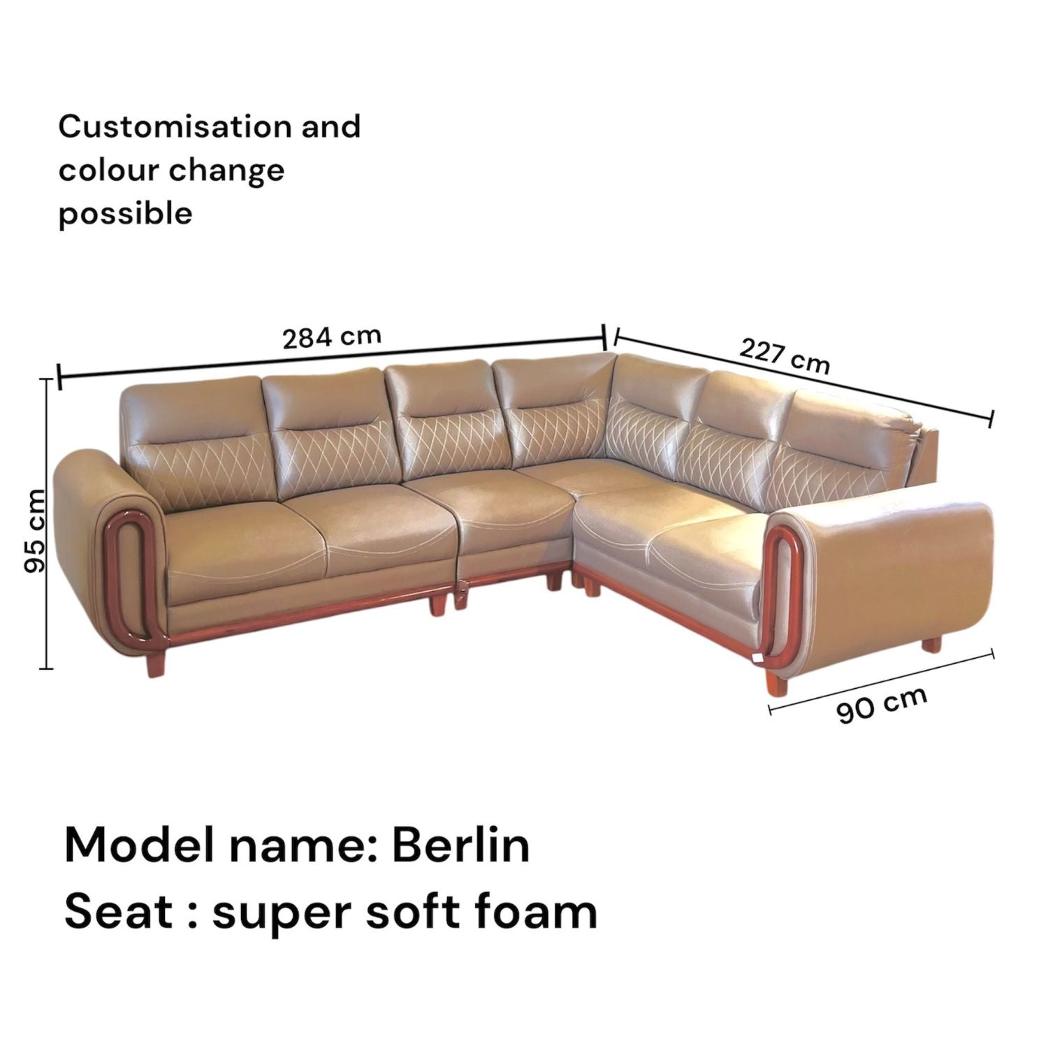 Berlin 3+2 Corner Sofa – Fabric Brown