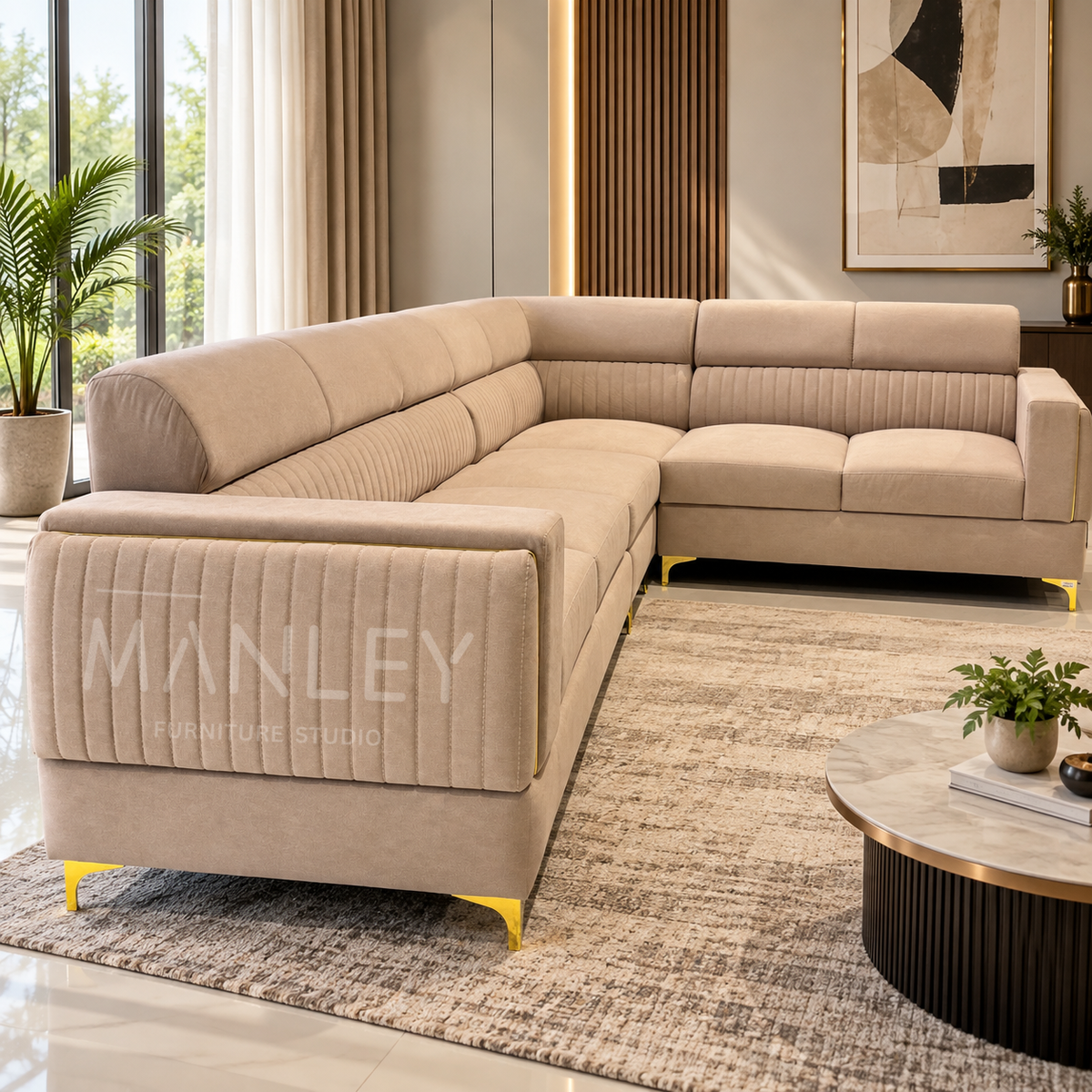 AVALON CORNER SOFA SET | SUEDE FABRIC