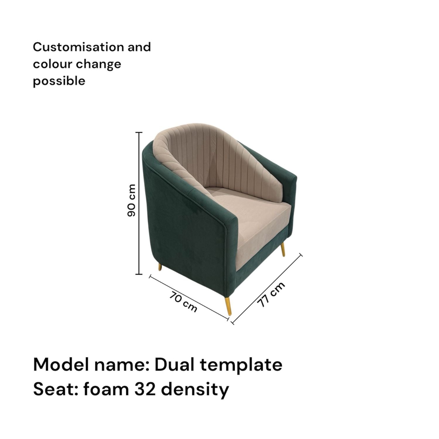 Dual Template Sofa – Fabric Green And Off White