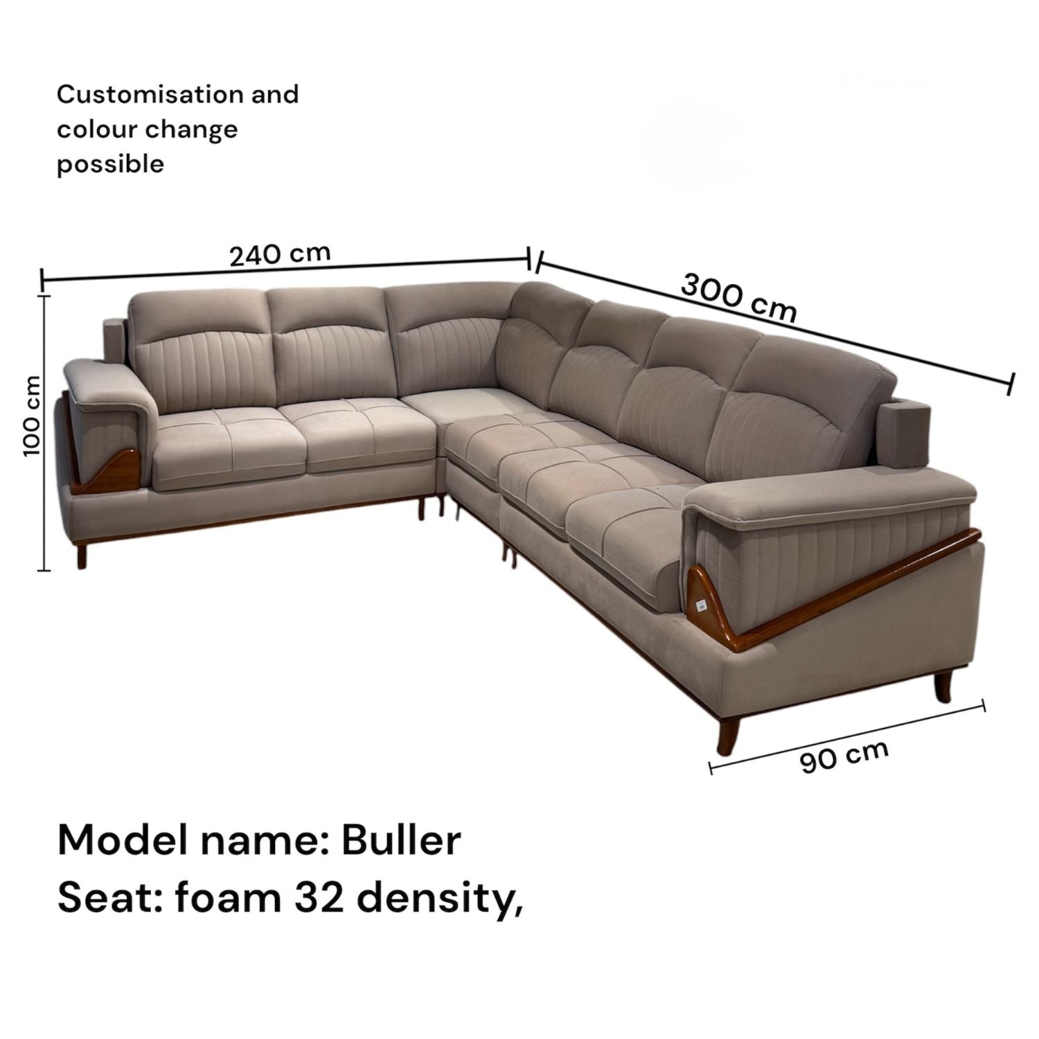 Buller 3+2 Corner sofa – Fabric Light Brown