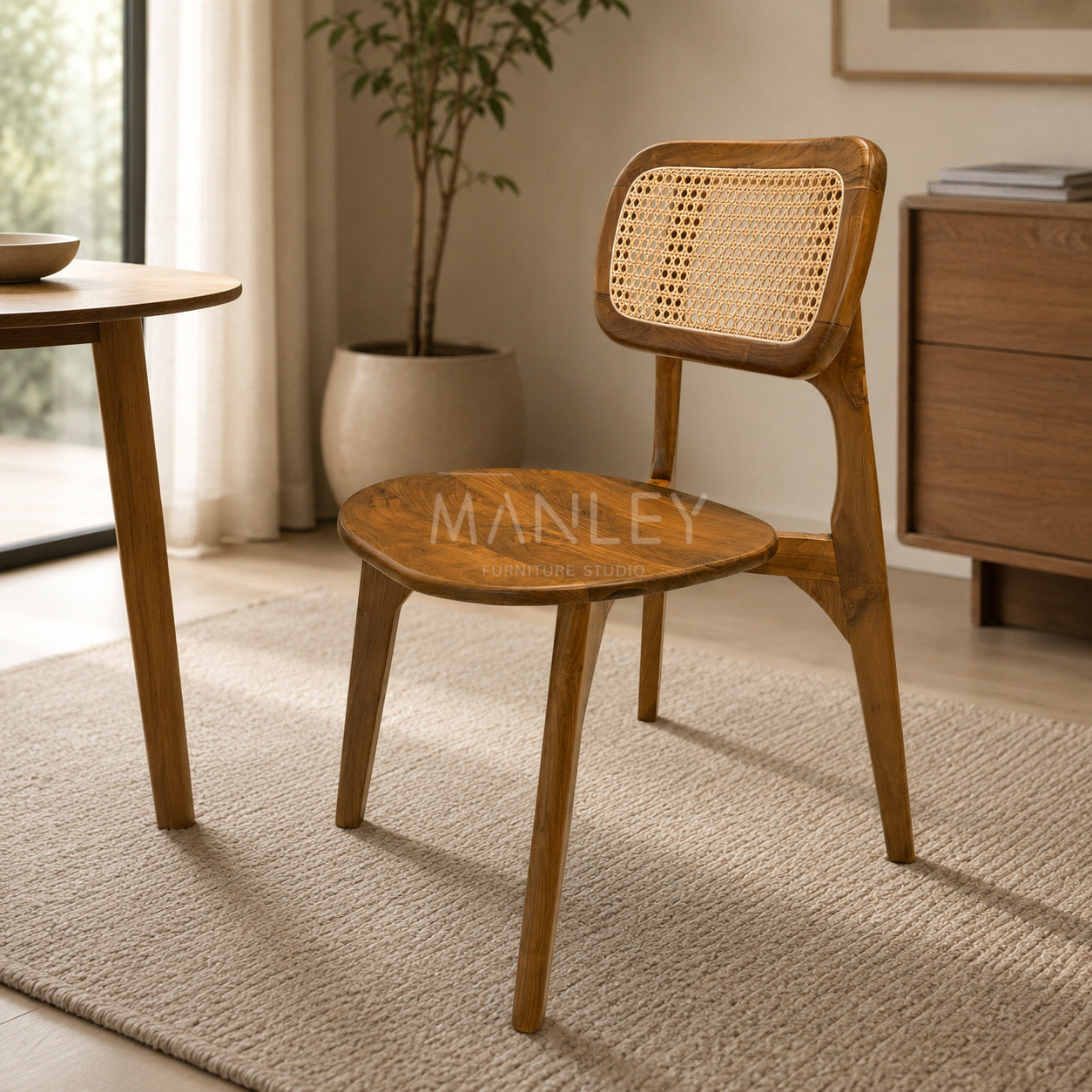 SQUARE CANE CHAIR | TEAK WOOD & NATURAL CANE