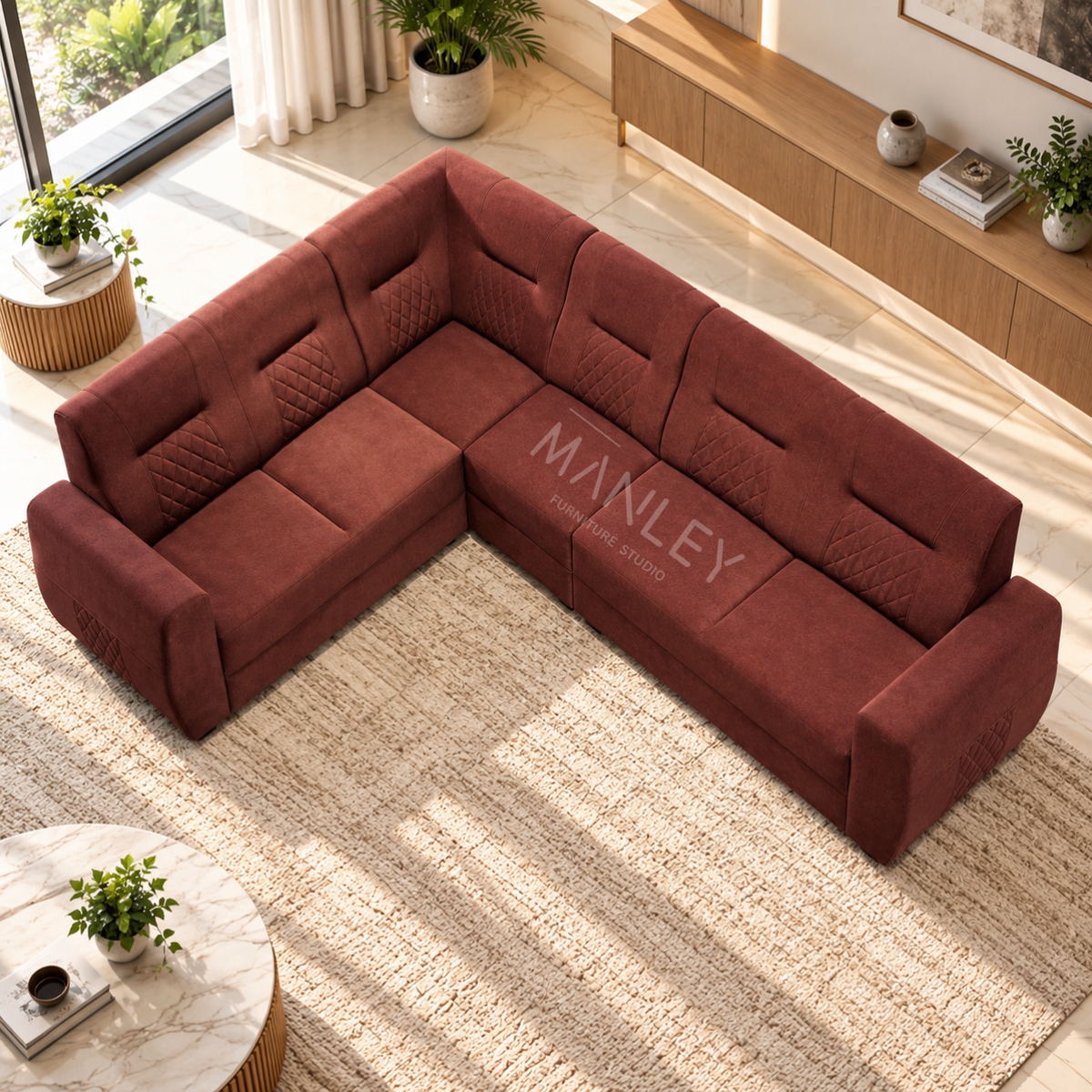 ELARA CORNER SOFA SET | SUEDE FABRIC