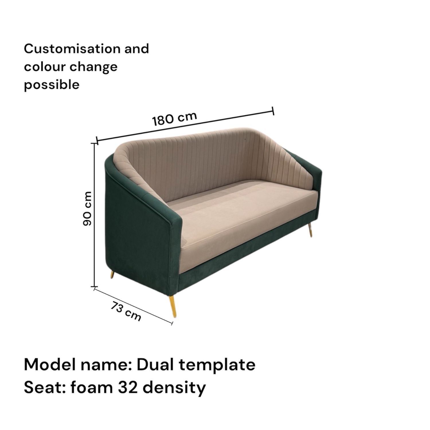Dual Template Sofa – Fabric Green And Off White