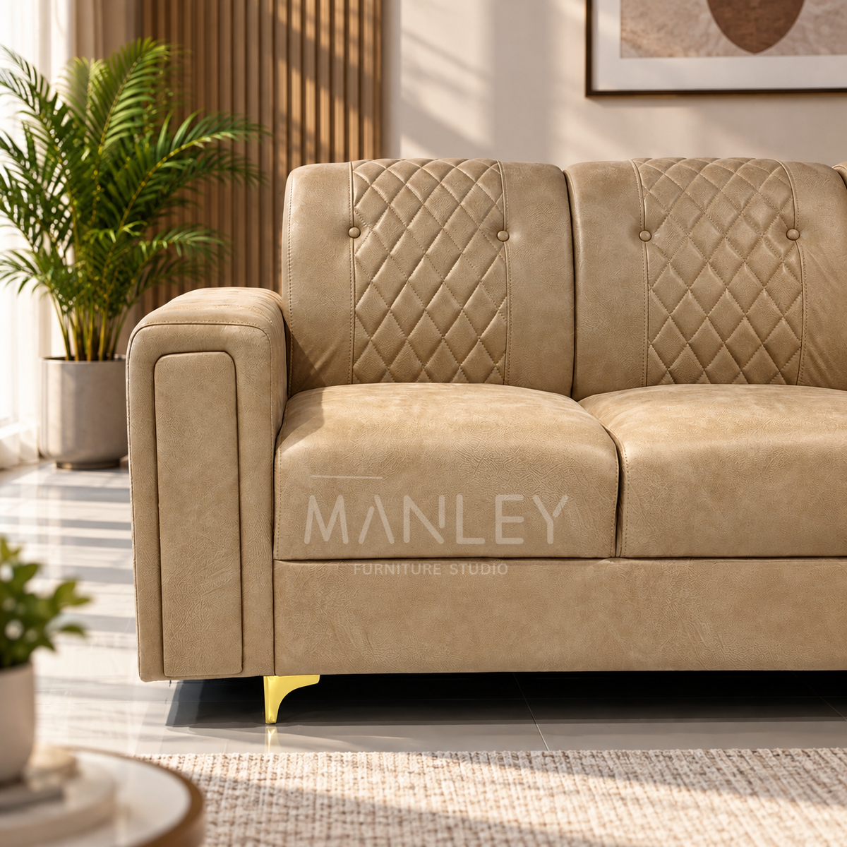 DIAMOND CUT CORNER SOFA SET | SUEDE & REXINE FABRIC