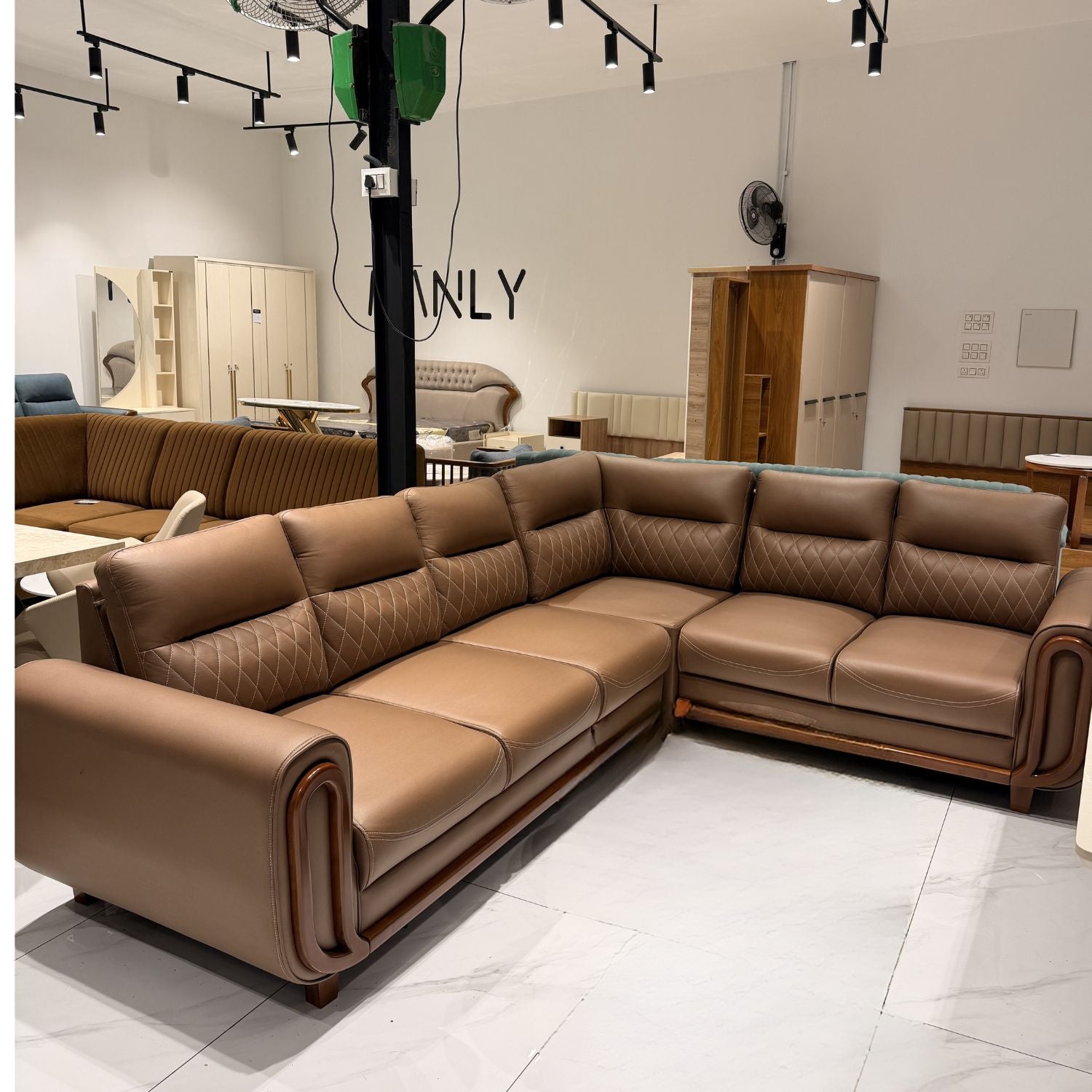 Berlin 3+2 Corner Sofa – Fabric Brown