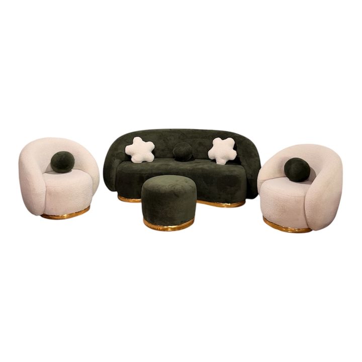 3+1+1 curved sofa + teapoy free
