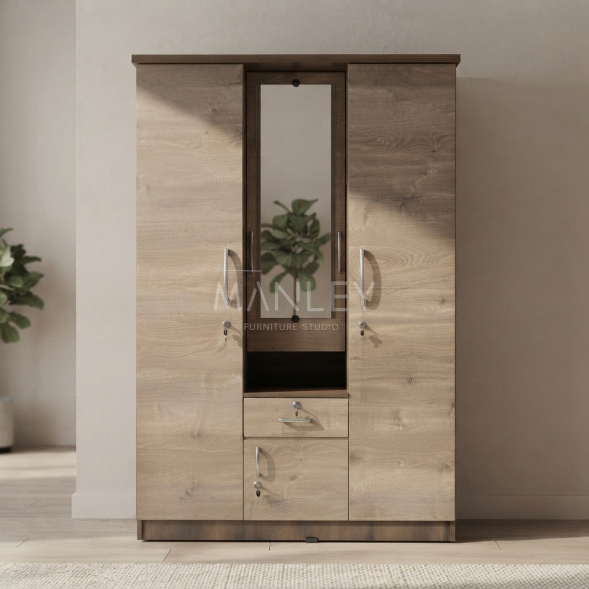 EMBER 3-DOOR WARDROBE | PARTICLE BOARD | HASH COLOUR