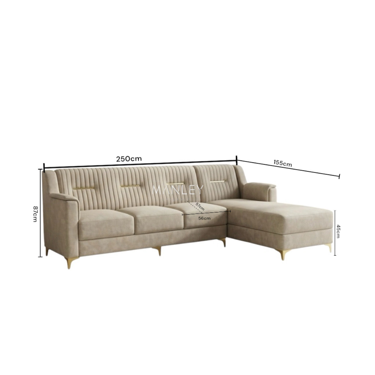LAVEN LAUNCHER SOFA SET | WOOD FRAME & SUEDE FABRIC | IVORY