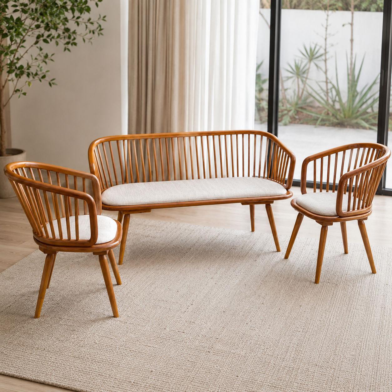 Creta Sofa Set – Solid Teak Wood with 5-Year Warranty