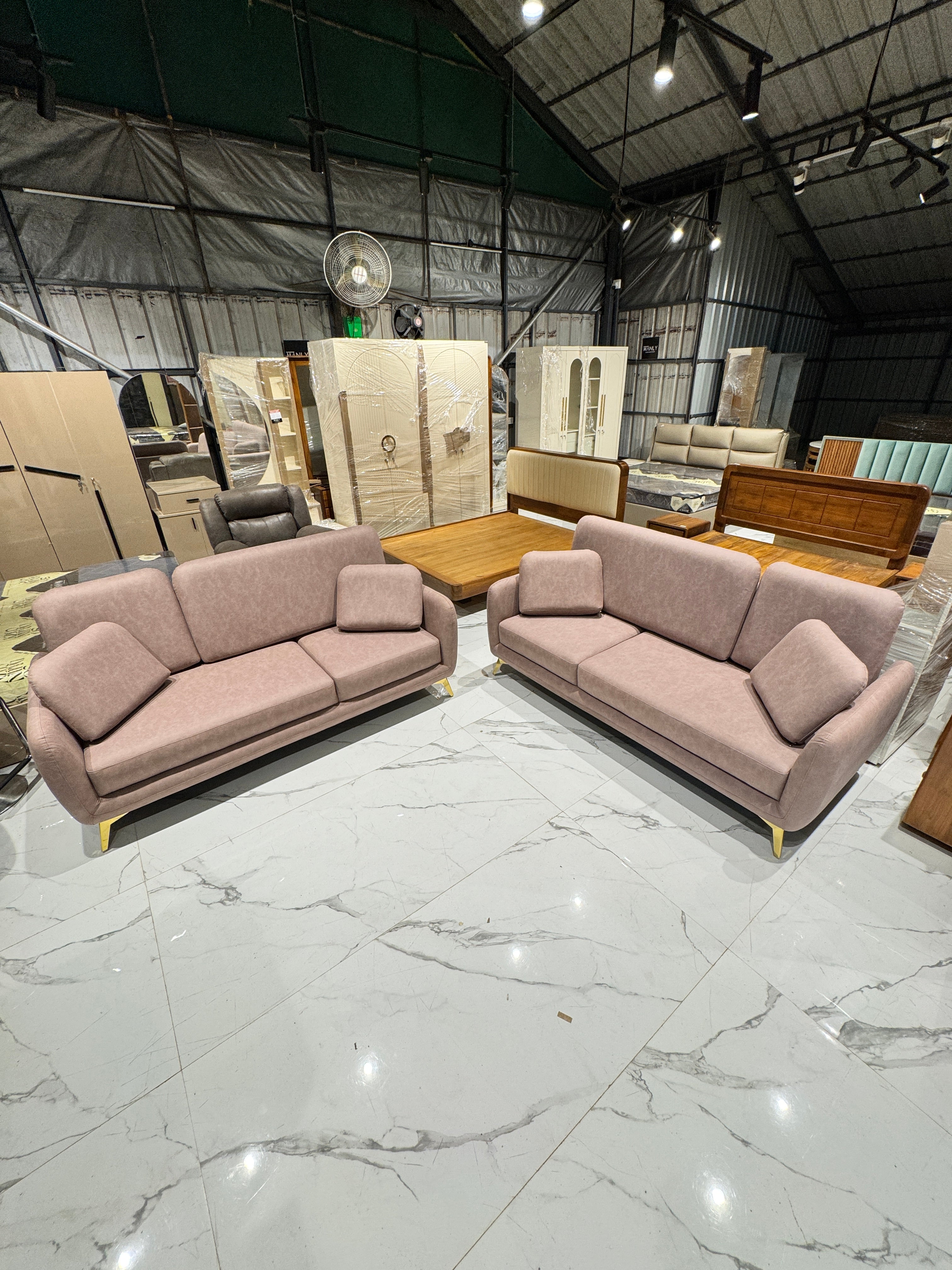VELVON 3+3 SOFASET-ACACIA WOOD WITH FABRIC