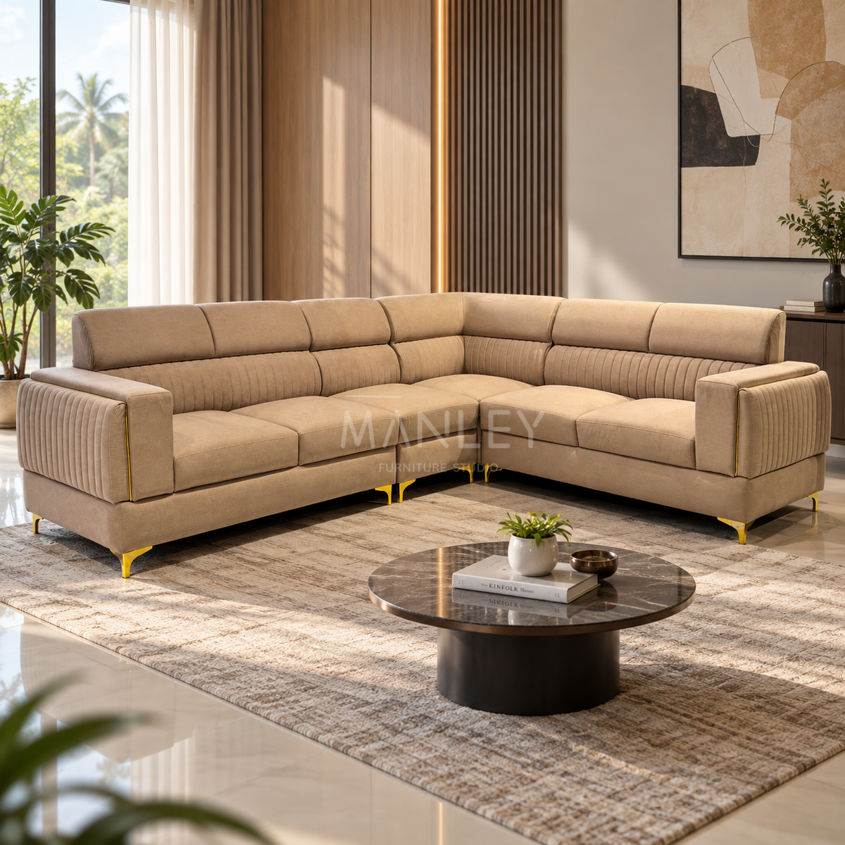 AVALON CORNER SOFA SET | SUEDE FABRIC