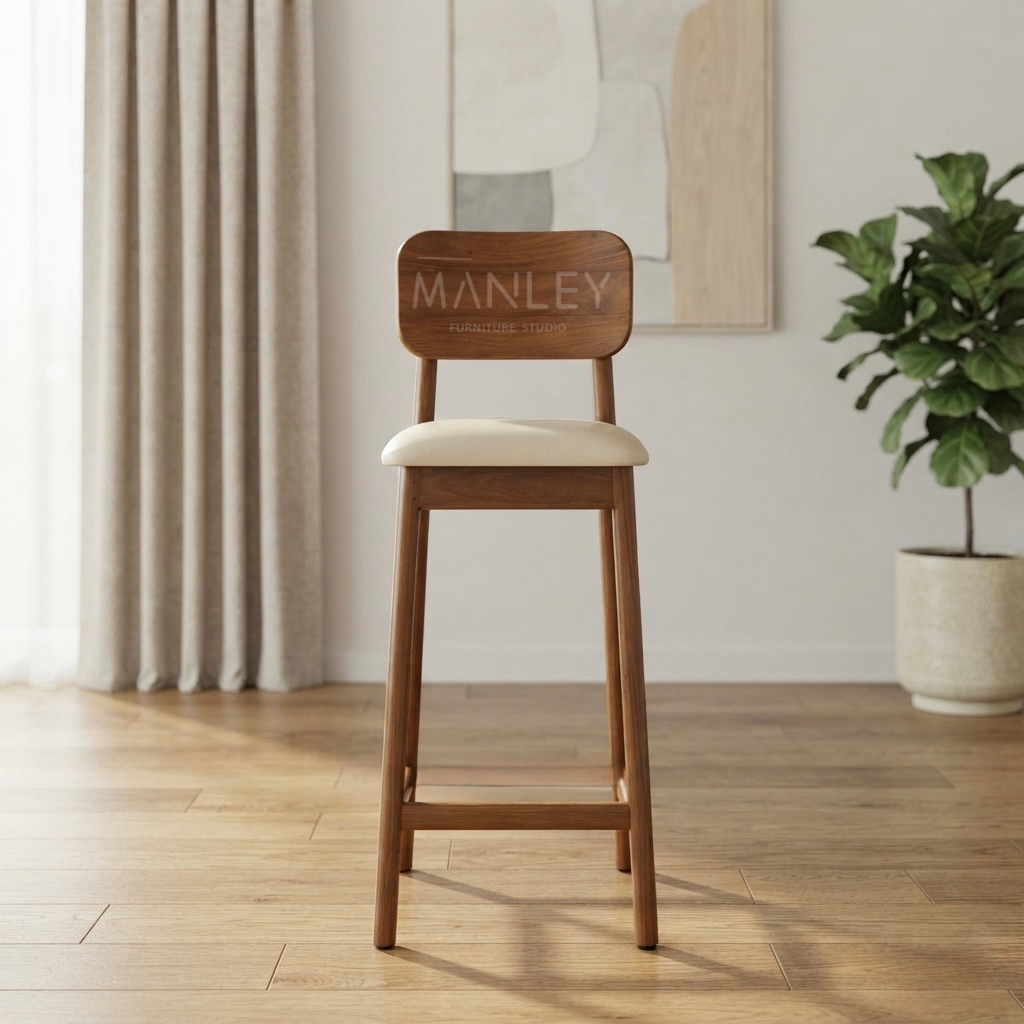 WINDSOR BAR CHAIR | TEAK WOOD & SUEDE FABRIC