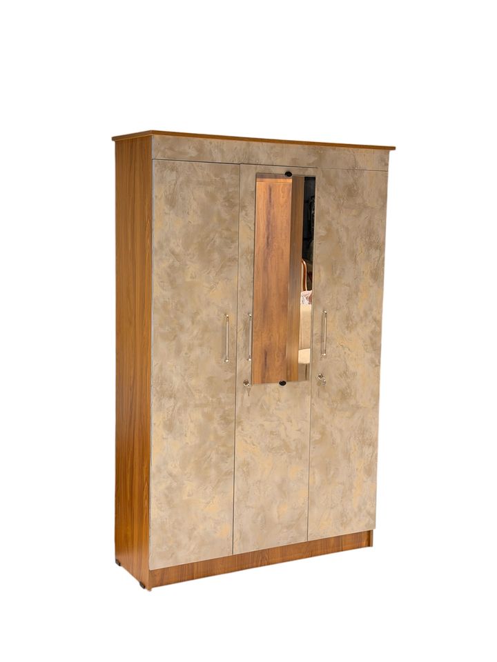 3 door wardrobe particle board marble desighn golden