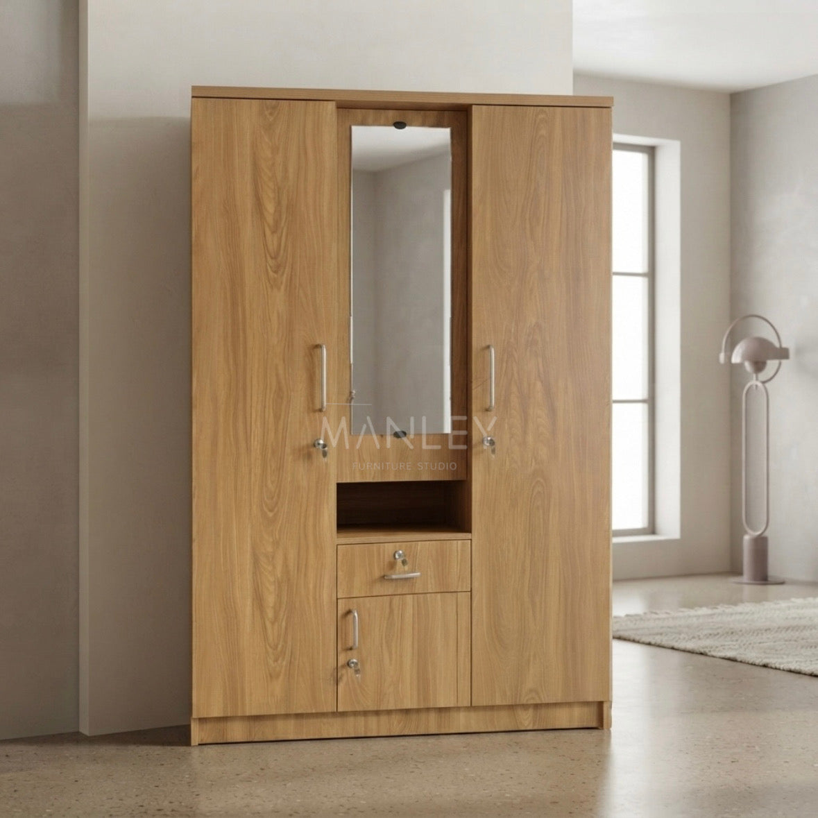 NOVA 2-DOOR WARDROBE | PARTICLE BOARD | BROWN COLOUR