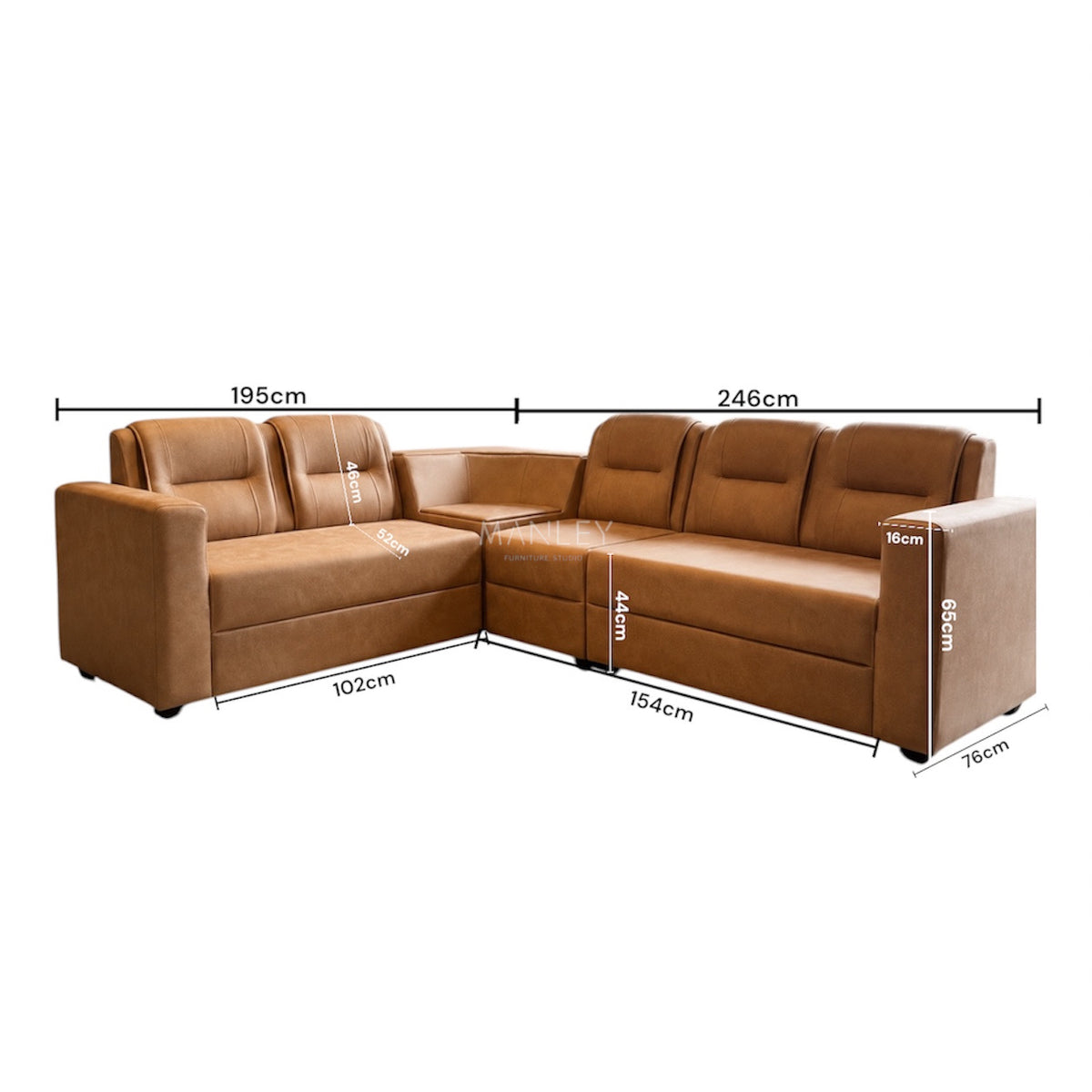 VERONA CORNER SOFA SET | ACACIA WOOD & SUEDE FABRIC UPHOLSTERY