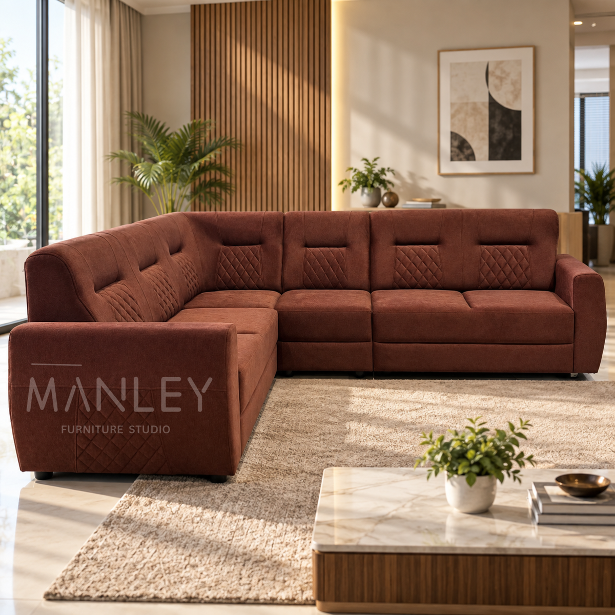 ELARA CORNER SOFA SET | SUEDE FABRIC