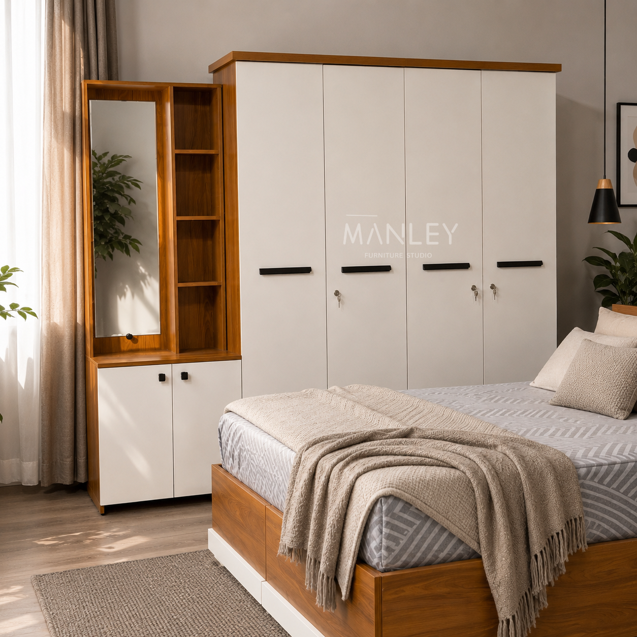 VERTEX 4-DOOR QUEEN SIZE BEDROOM SET | PARTICLE BOARD