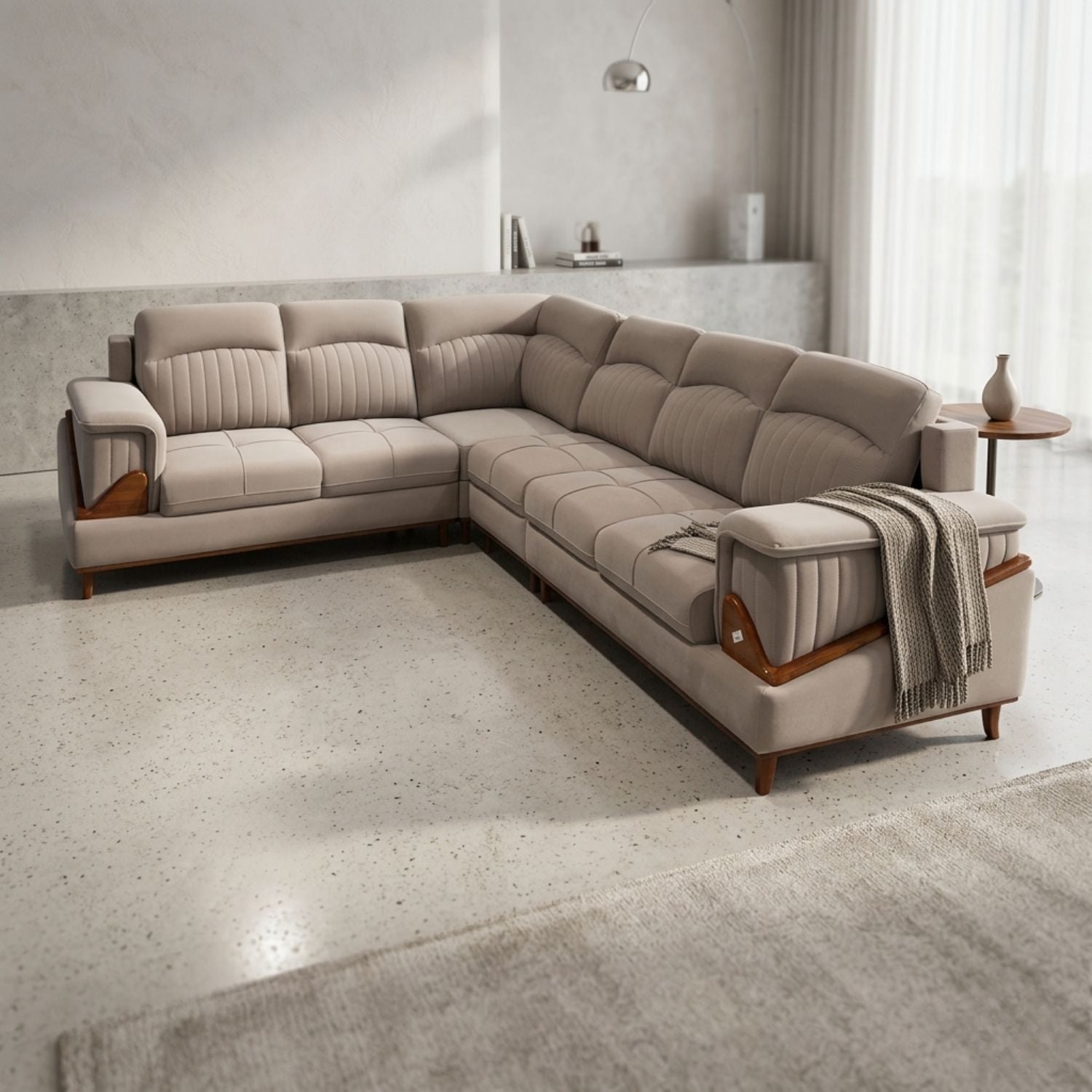 Buller 3+2 Corner sofa – Fabric Light Brown