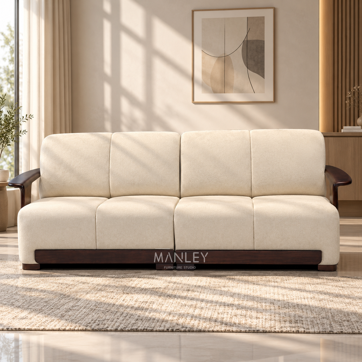 REGENT 4+2 SOFA SET | TREATED MAHOGANY WOOD & SUEDE FABRIC