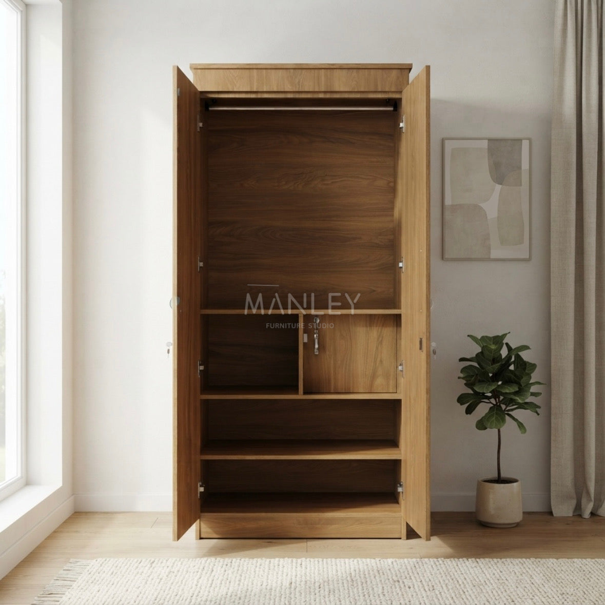 TIMPERA 2-DOOR WARDROBE | PARTICLE BOARD | BROWN COLOUR