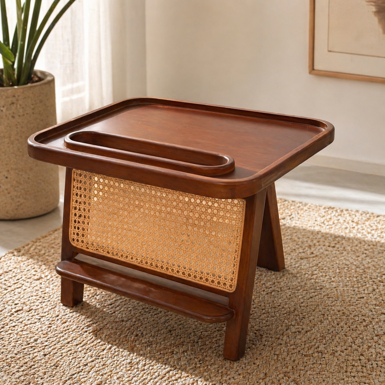 Venora Cane Cofee Table – Solid Wood Brown