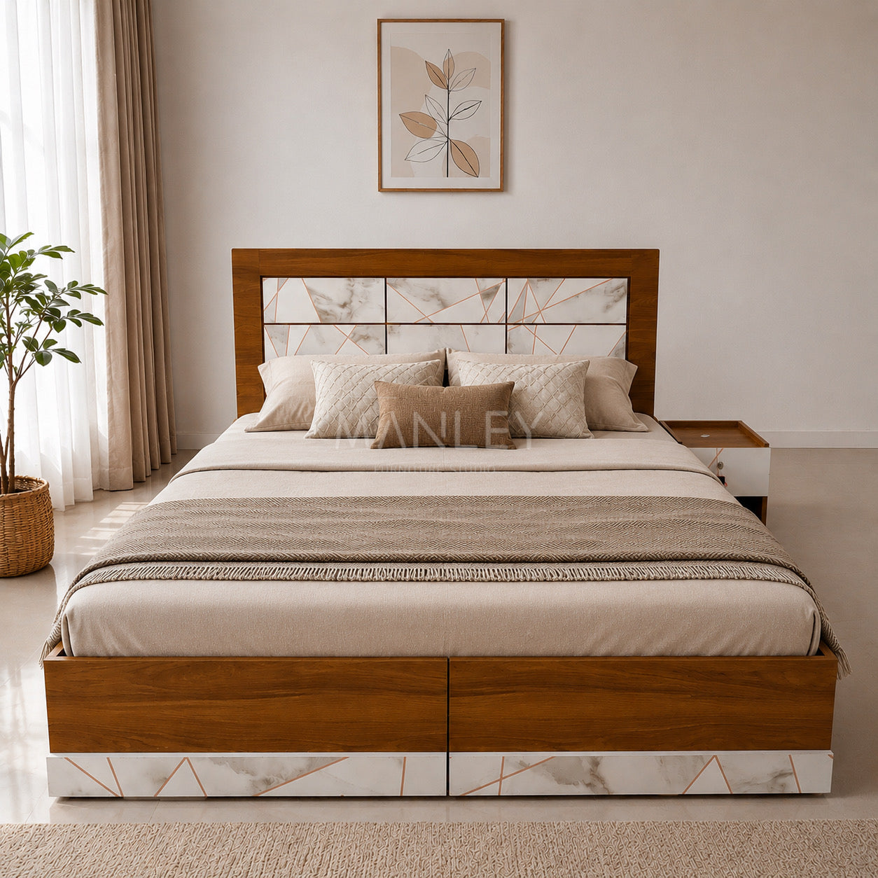 METOAIR 3-DOOR QUEEN SIZE BEDROOM SET | PARTICLE BOARD | WHITE COLOUR