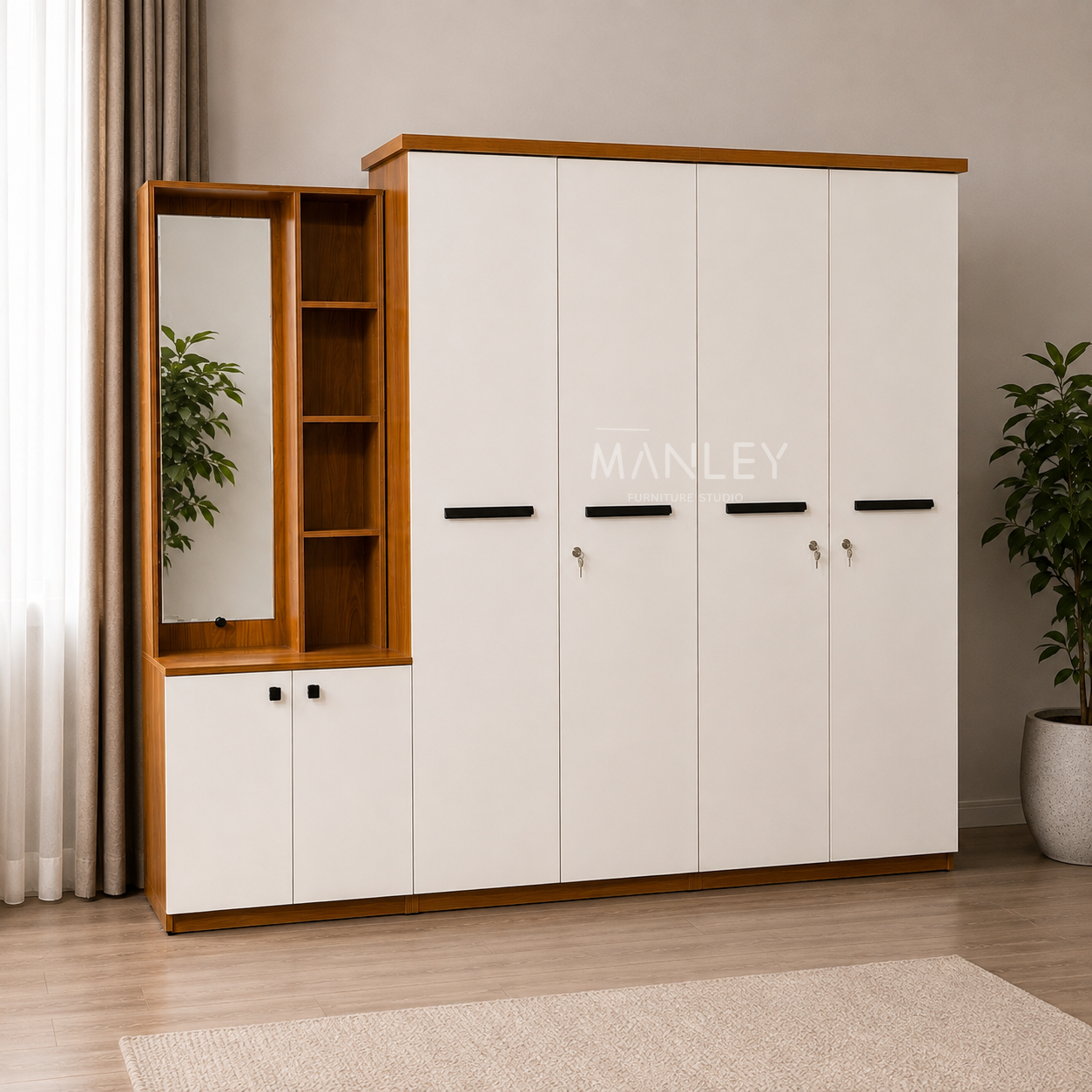 VERTEX 4-DOOR QUEEN SIZE BEDROOM SET | PARTICLE BOARD