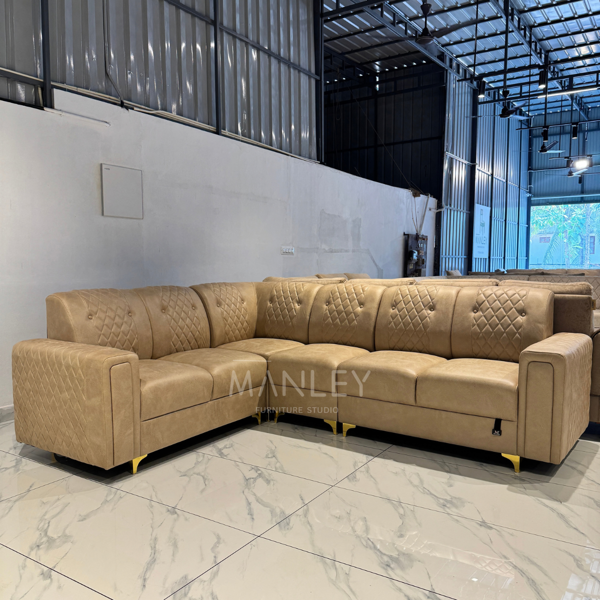 DIAMOND CUT CORNER SOFA SET | SUEDE & REXINE FABRIC