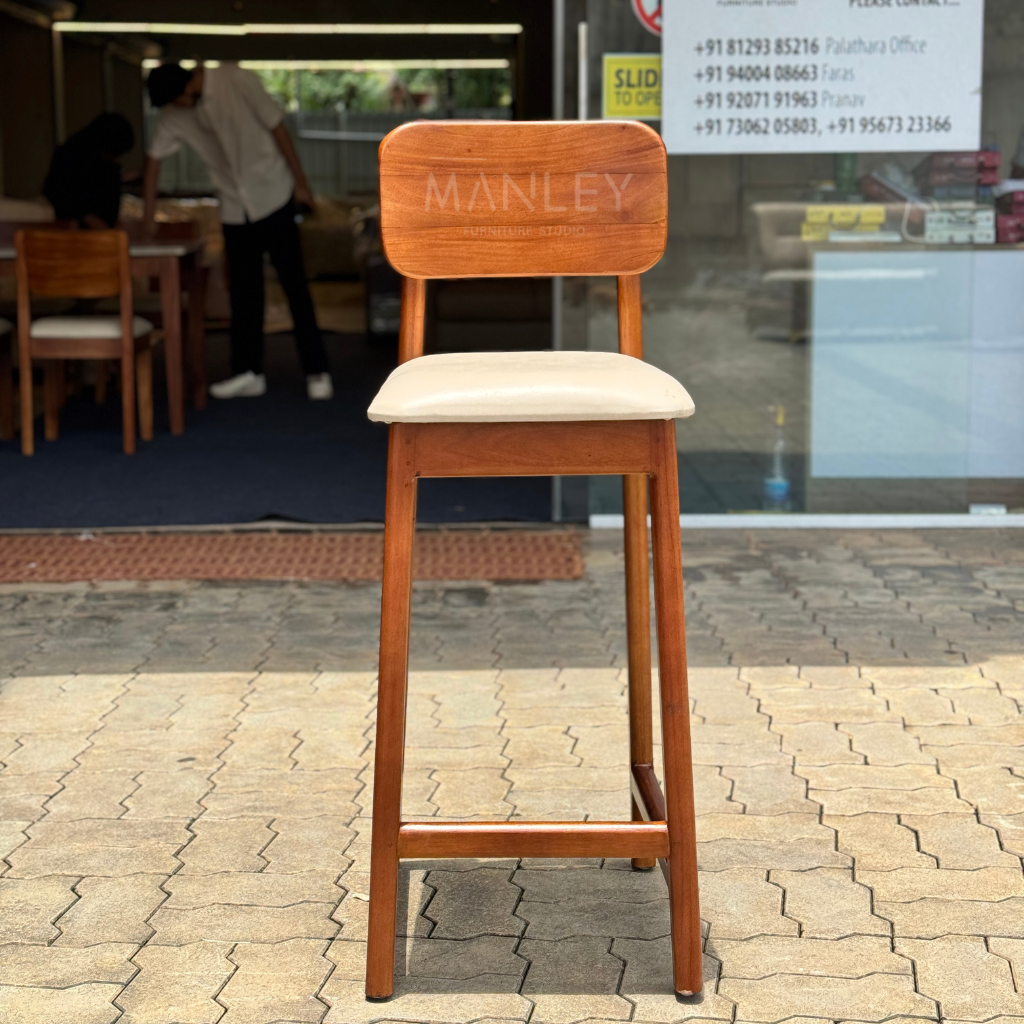 WINDSOR BAR CHAIR | TEAK WOOD & SUEDE FABRIC