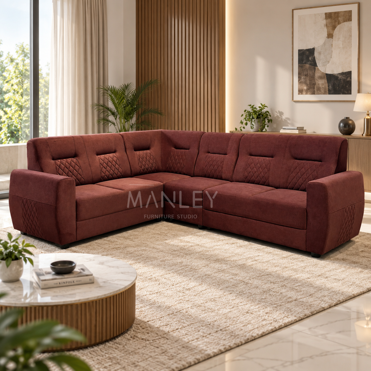 ELARA CORNER SOFA SET | SUEDE FABRIC