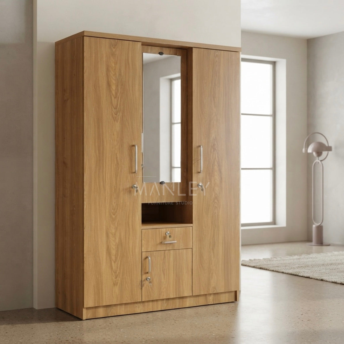 NOVA 2-DOOR WARDROBE | PARTICLE BOARD | BROWN COLOUR