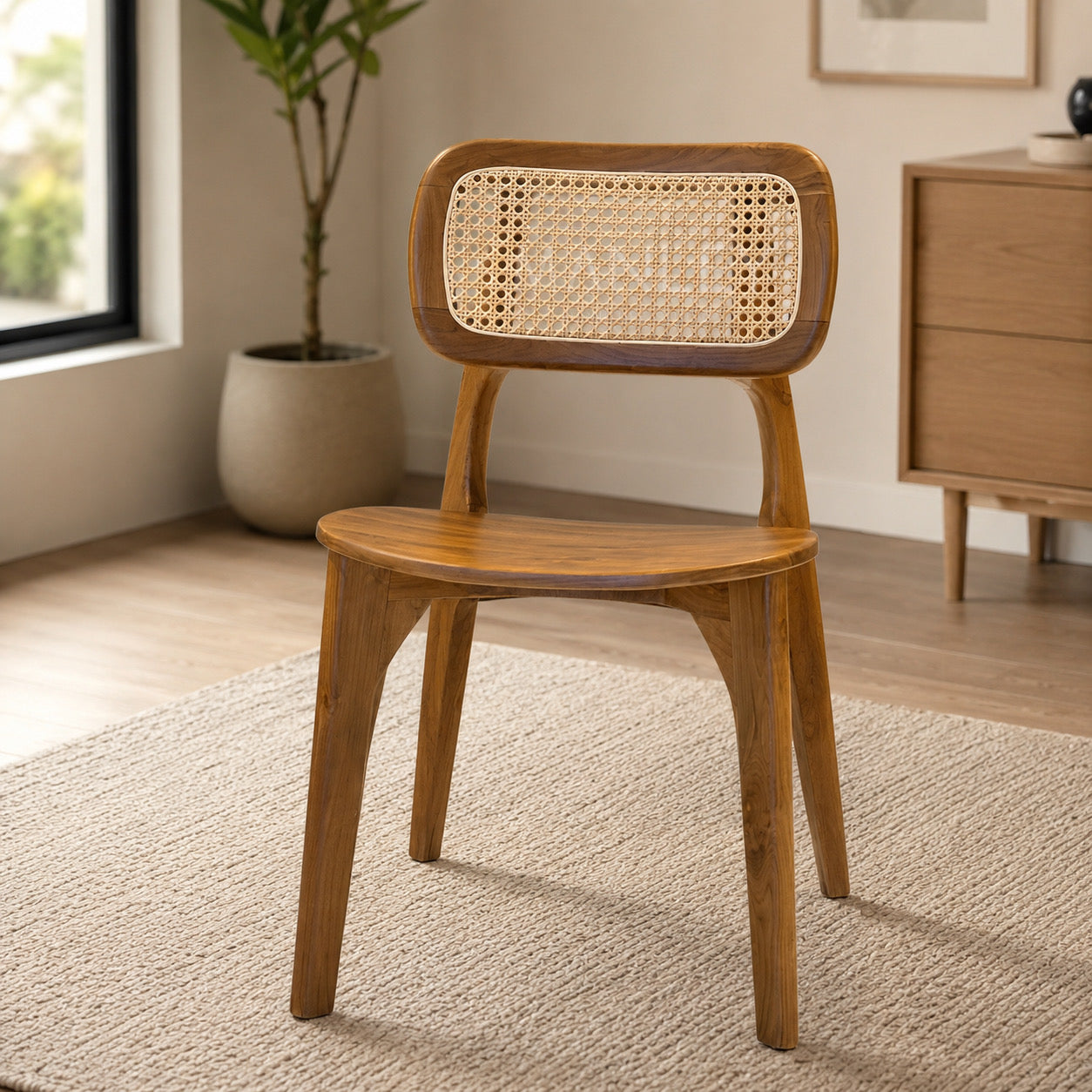 SQUARE CANE CHAIR | TEAK WOOD & NATURAL CANE
