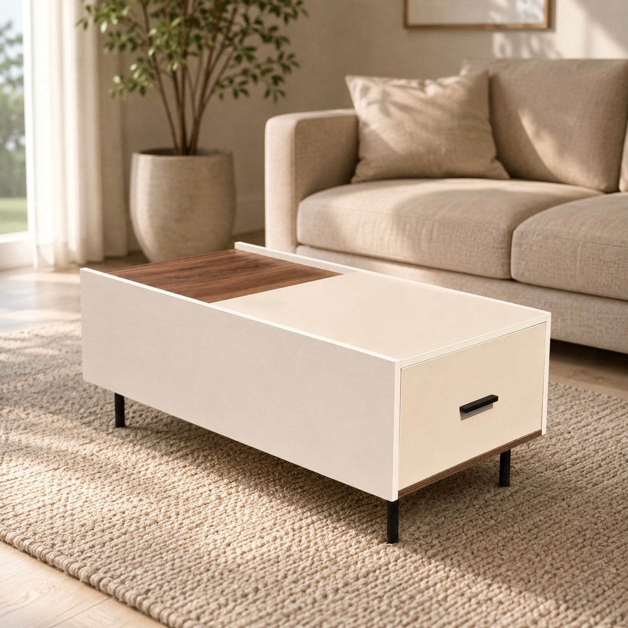 Tv Units – Solid Wood Off White And Dark Cream