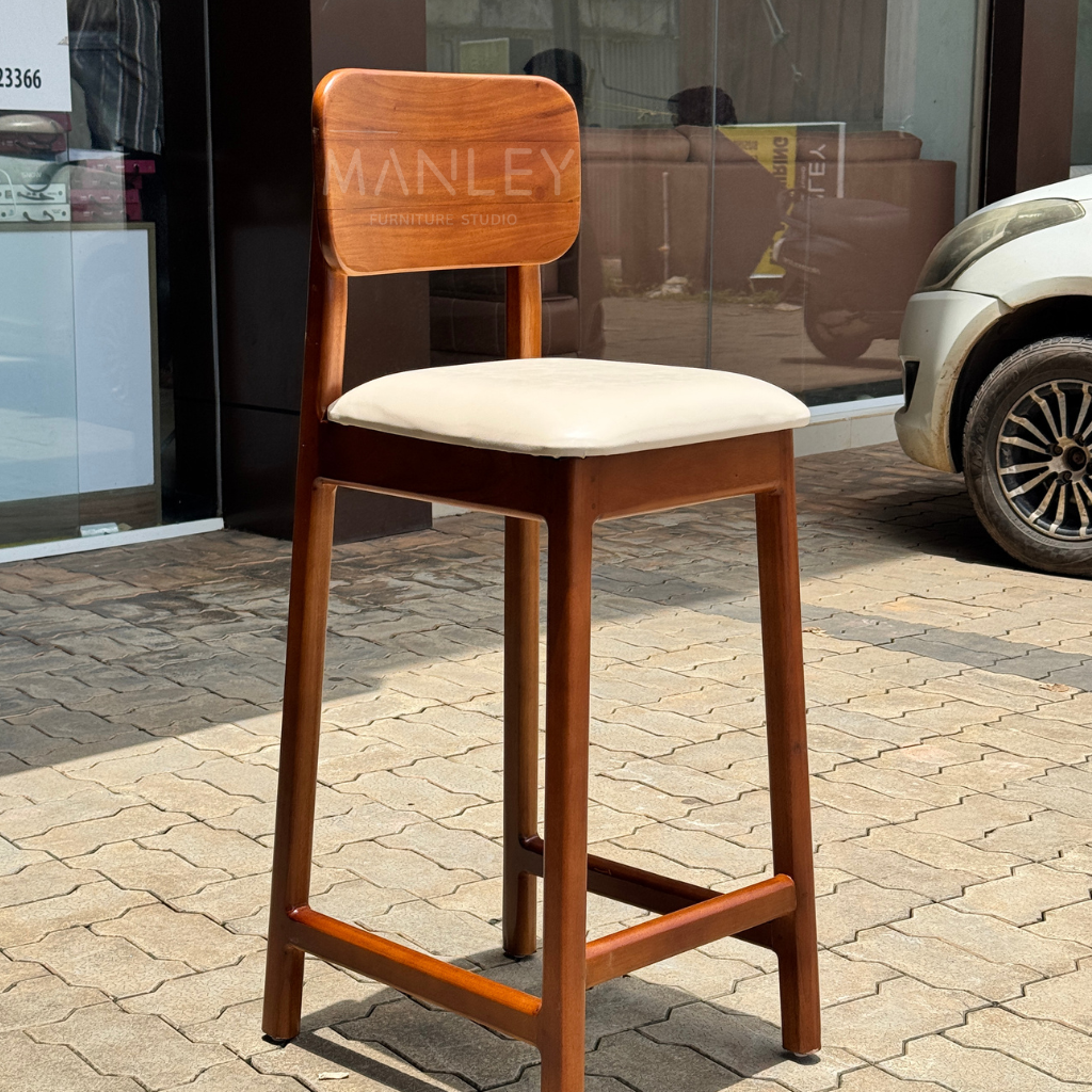 WINDSOR BAR CHAIR | TEAK WOOD & SUEDE FABRIC