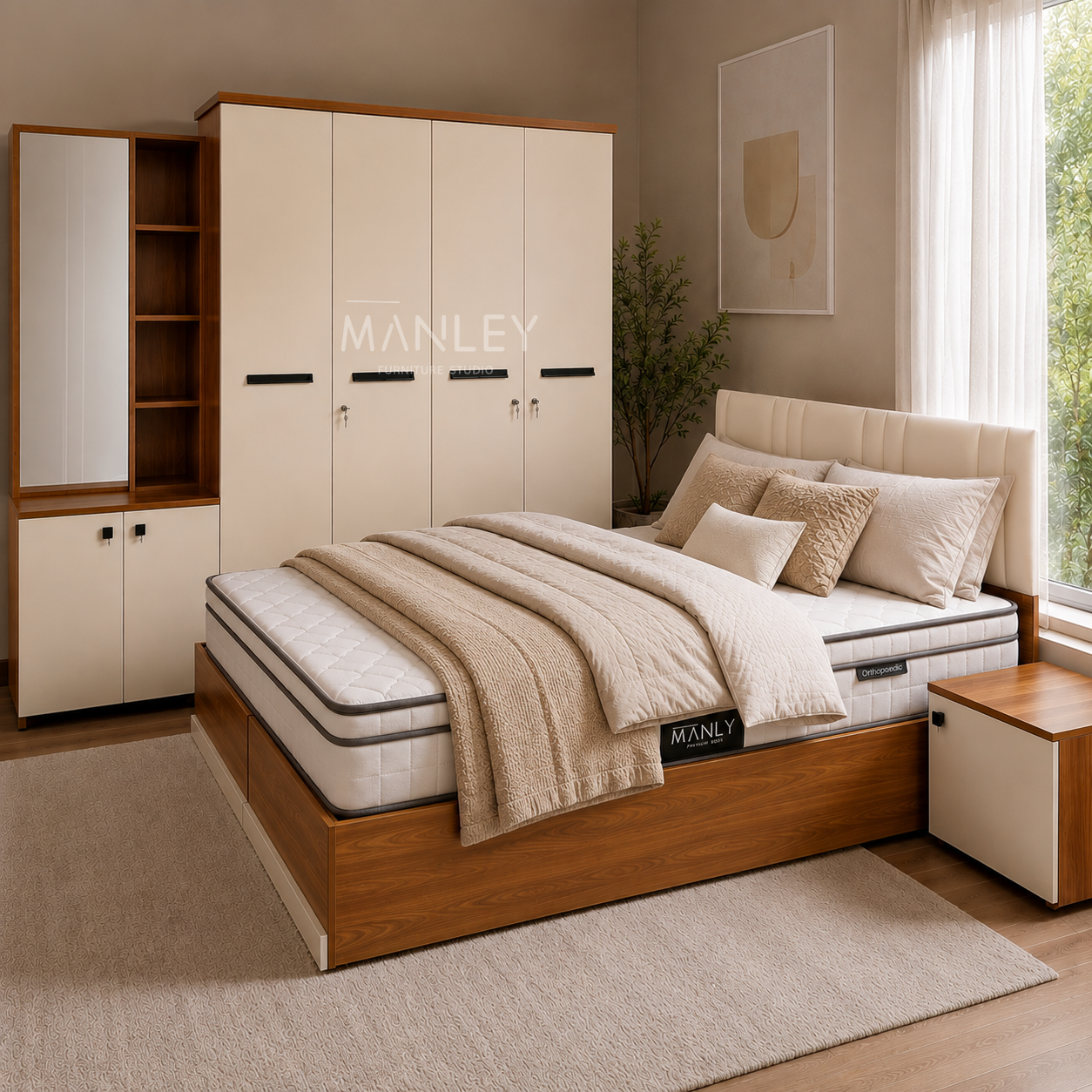 VERTEX 4-DOOR QUEEN SIZE BEDROOM SET | PARTICLE BOARD