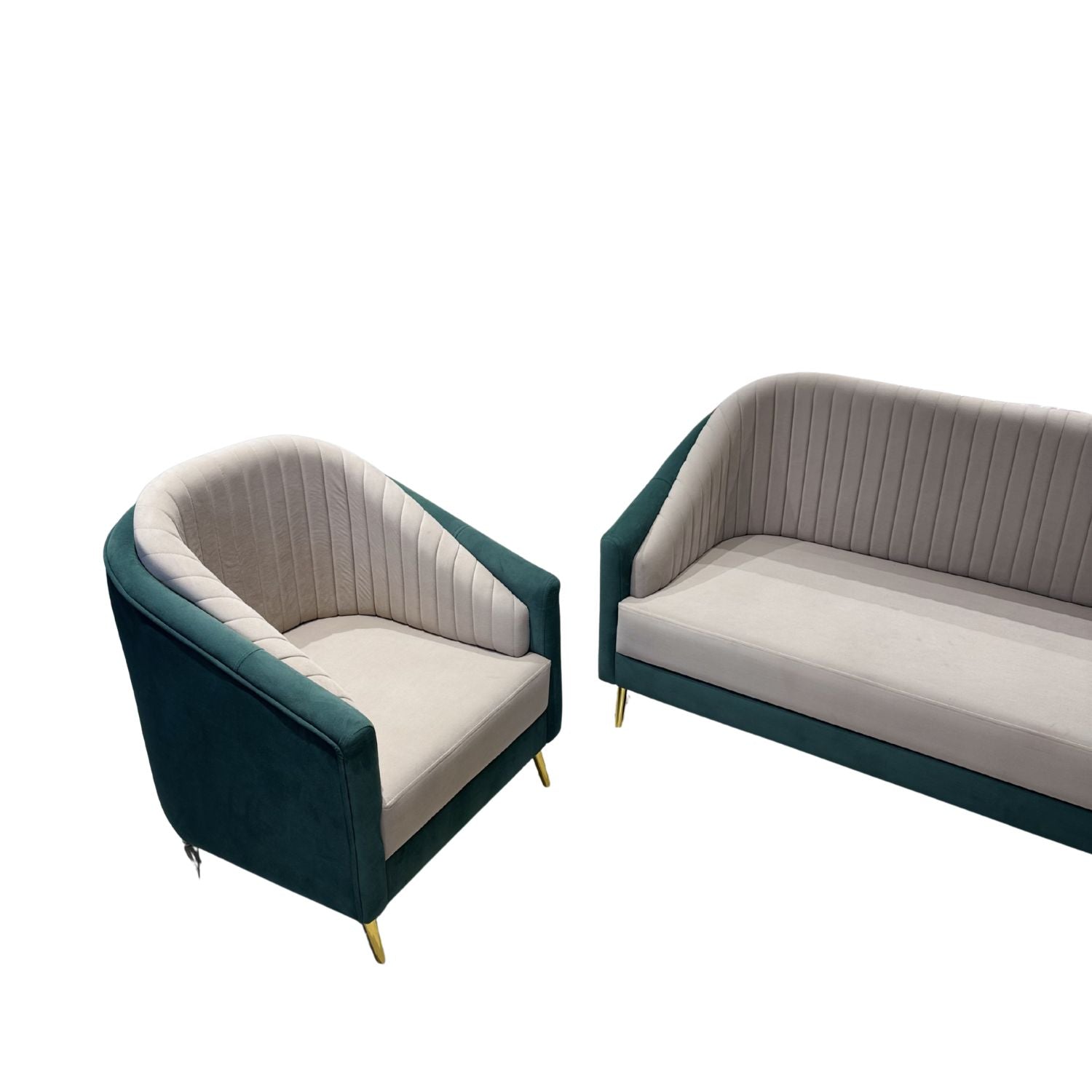 Dual Template Sofa – Fabric Green And Off White